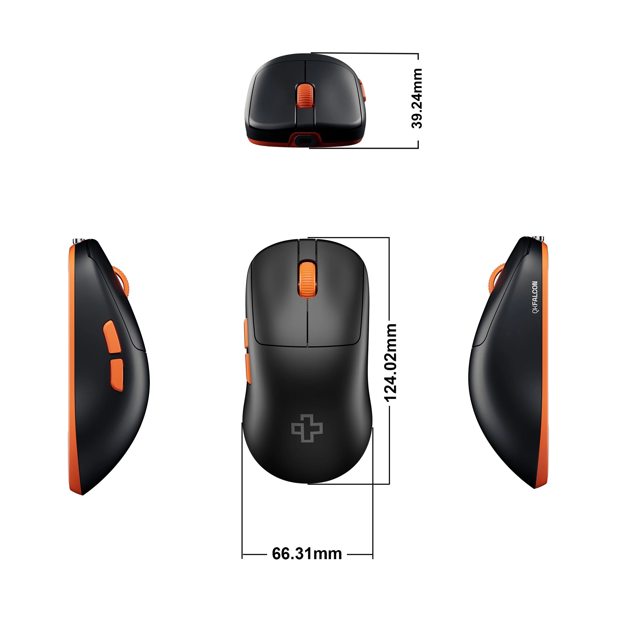 QwertyKey Falcon Black Gaming Mouse 8K, 30,000 DPI, Bluetooth Wireless Trio Mode, Pixart 3950
