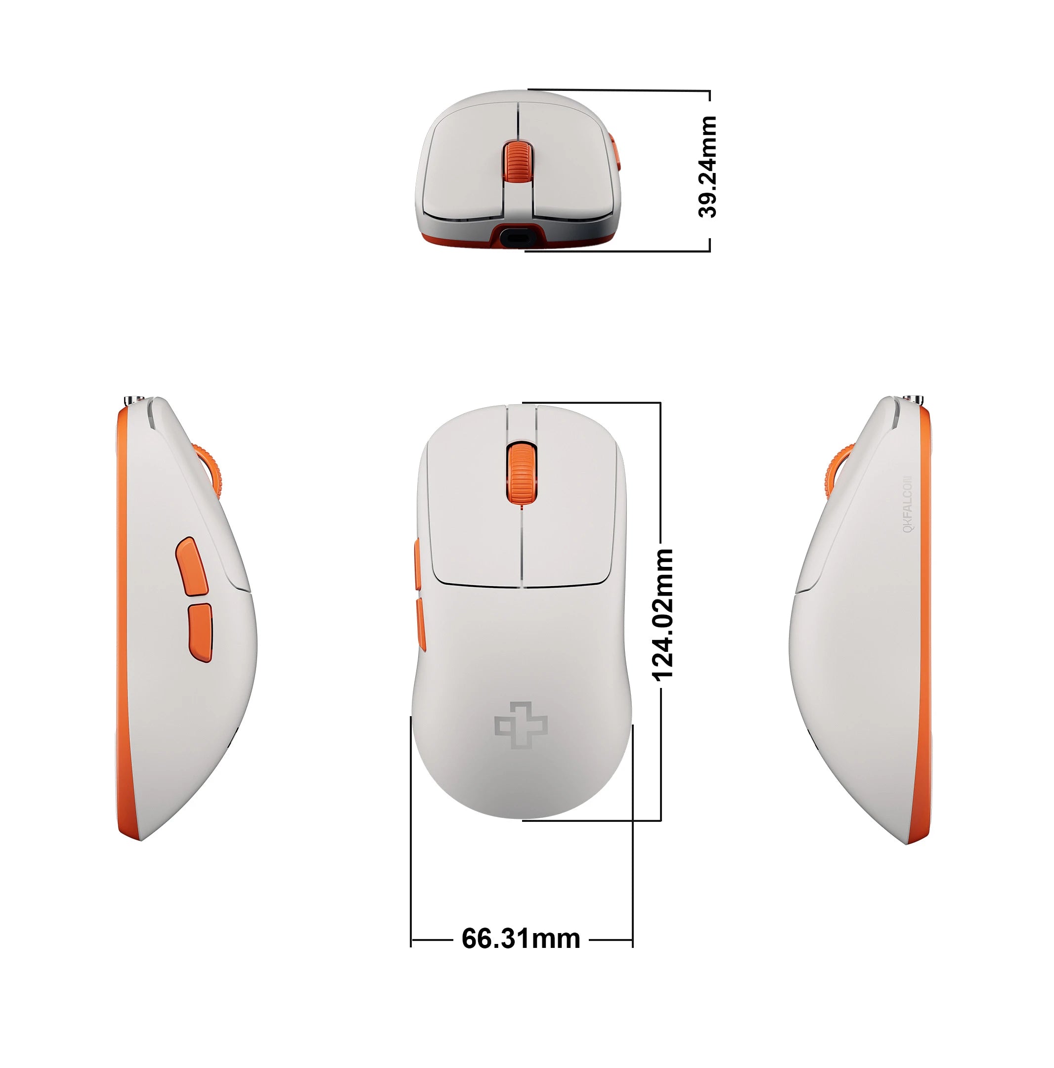 QwertyKey Falcon White Gaming Mouse 8K, 30,000 DPI, Bluetooth Wireless Tri-Mode, Pixart 3950