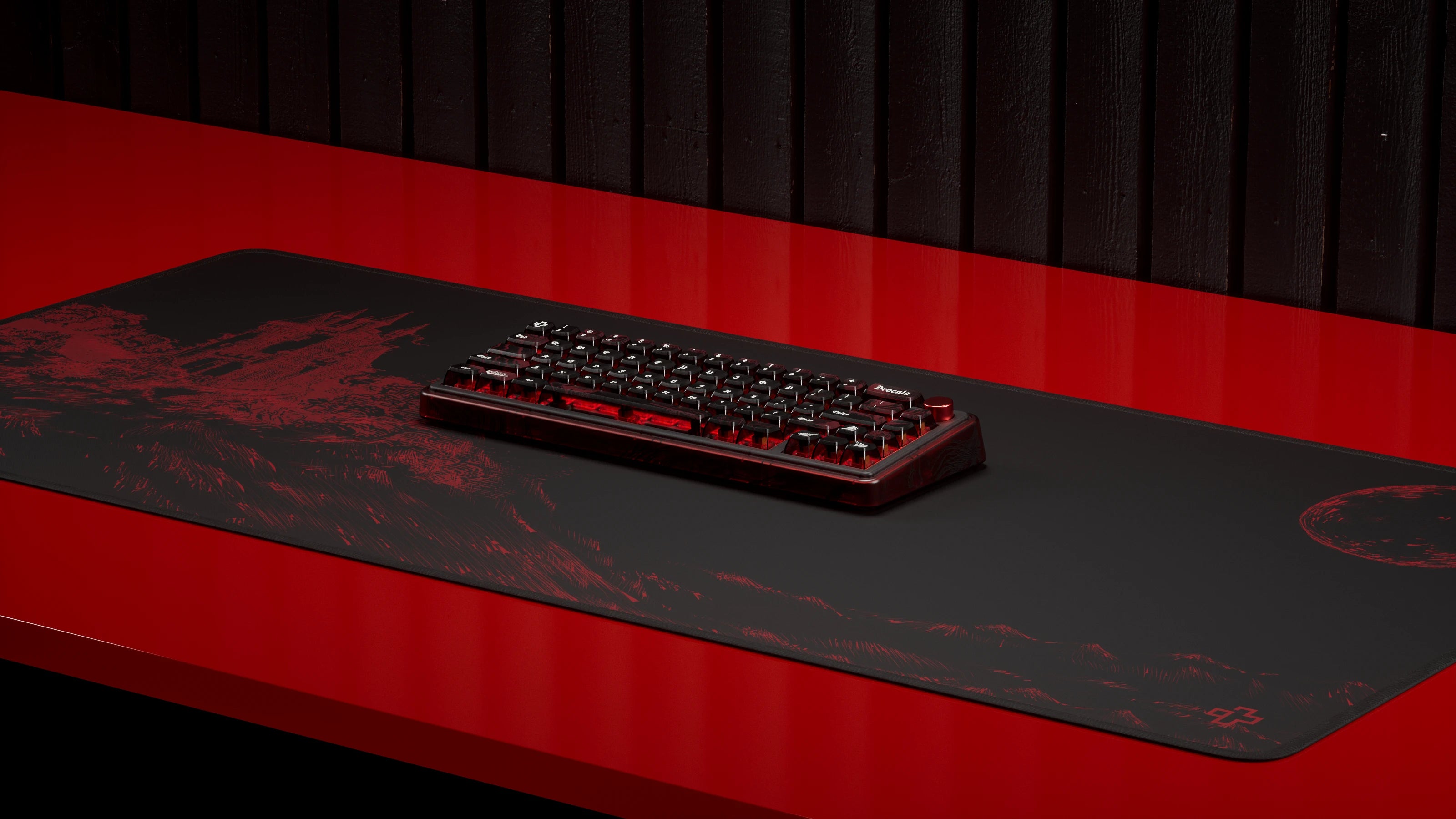 Deskmat Mousepad QwertyKey Dracula 4mm stitched edges
