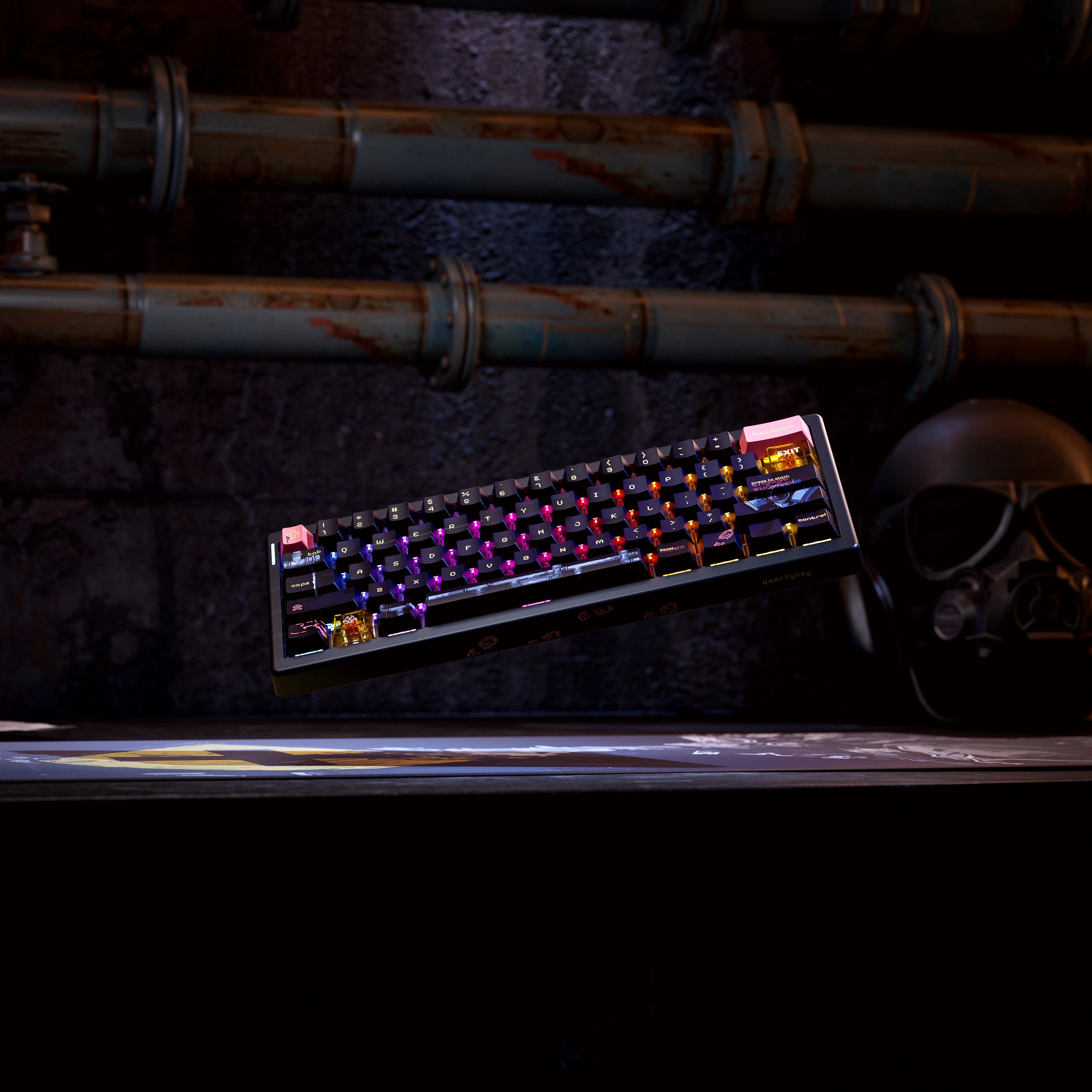 QwertyKey61 PRO Fallout Bluetooth Wireless Hotswap RGB VIA Mechanical Gaming Keyboard