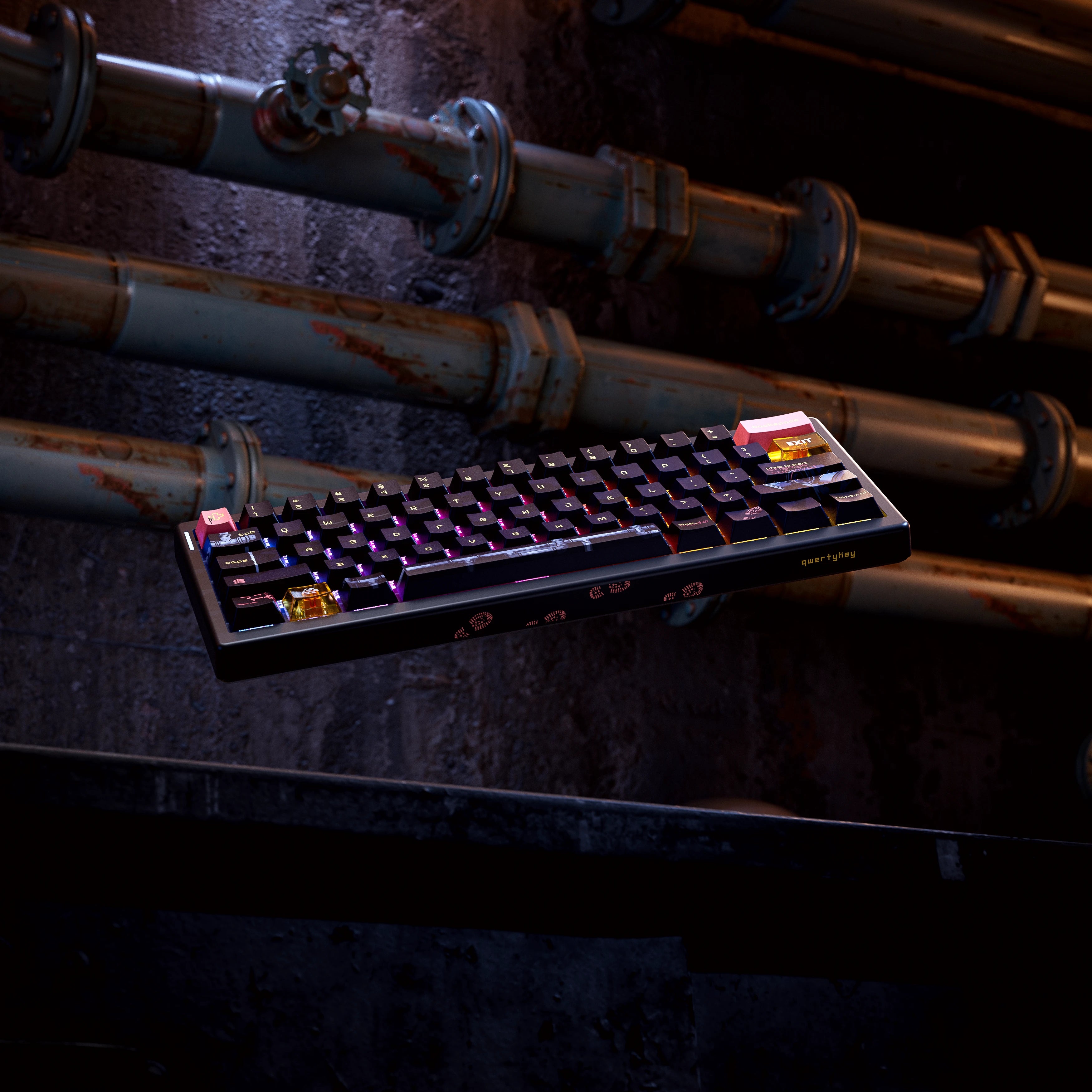 QwertyKey61 PRO Fallout Bluetooth Wireless Hotswap RGB VIA Mechanical Gaming Keyboard