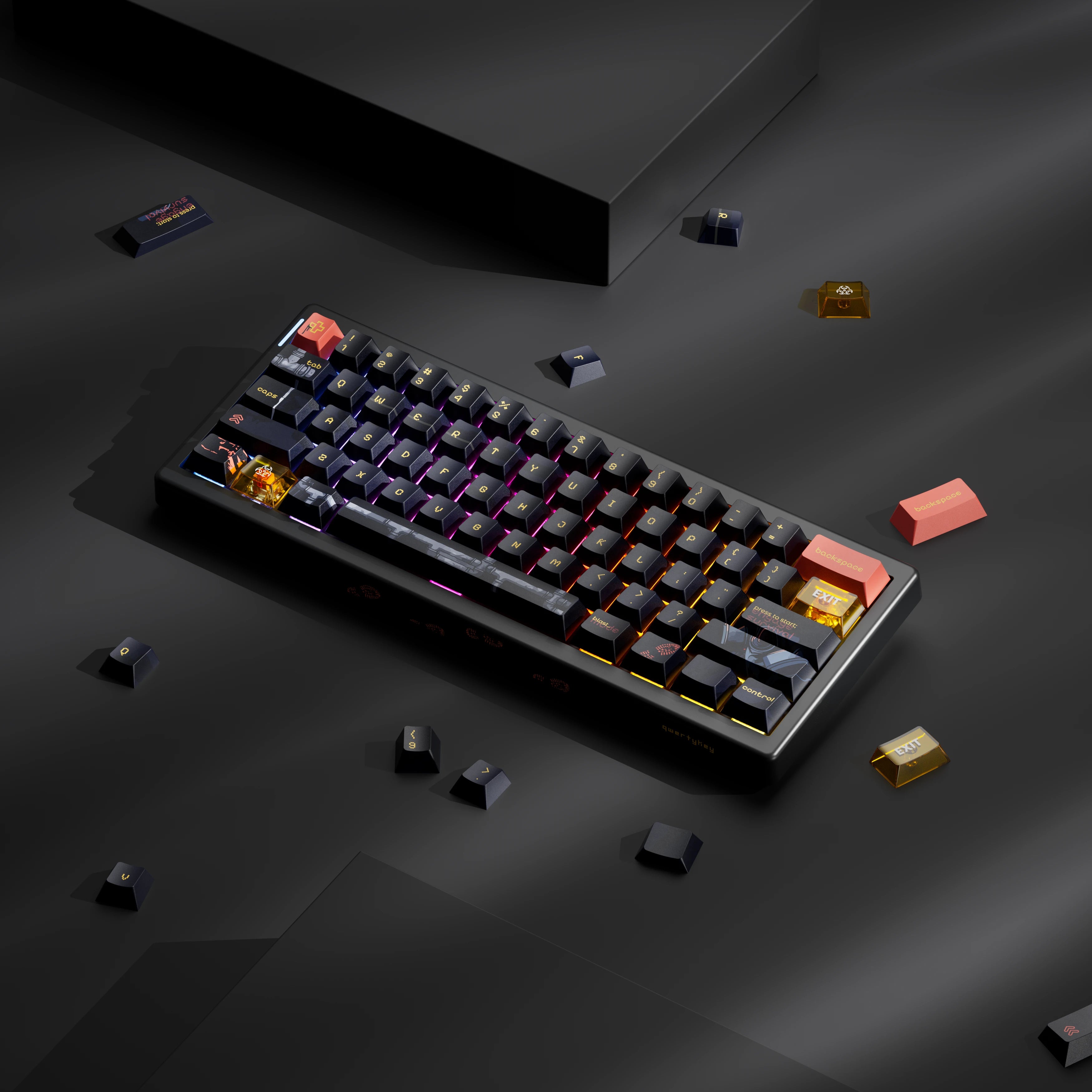 QwertyKey61 PRO Fallout Bluetooth Wireless Hotswap RGB VIA Mechanical Gaming Keyboard