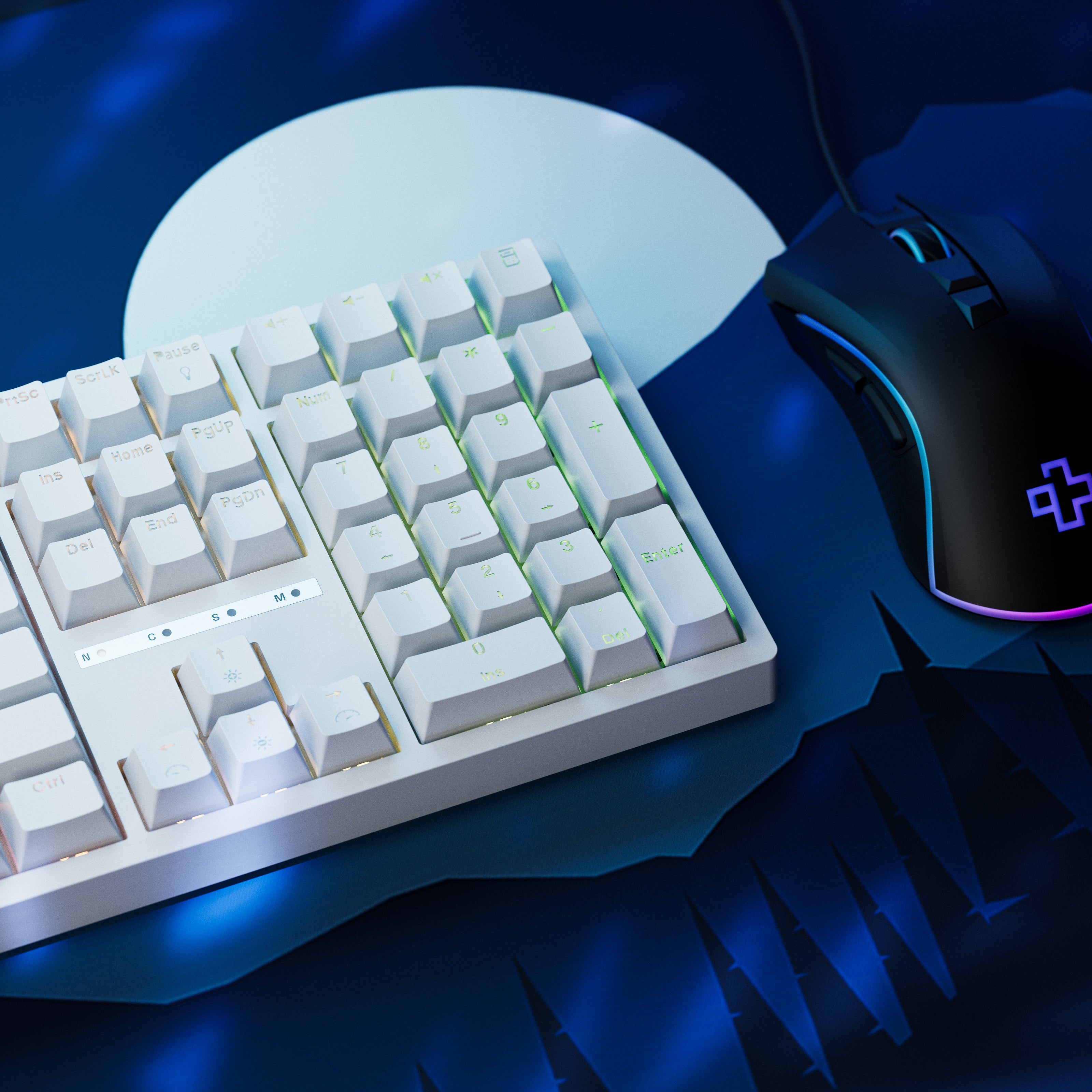 QwertyKey H100 White Bluetooth Wireless Hotswap RGB Mechanical Gaming Keyboard