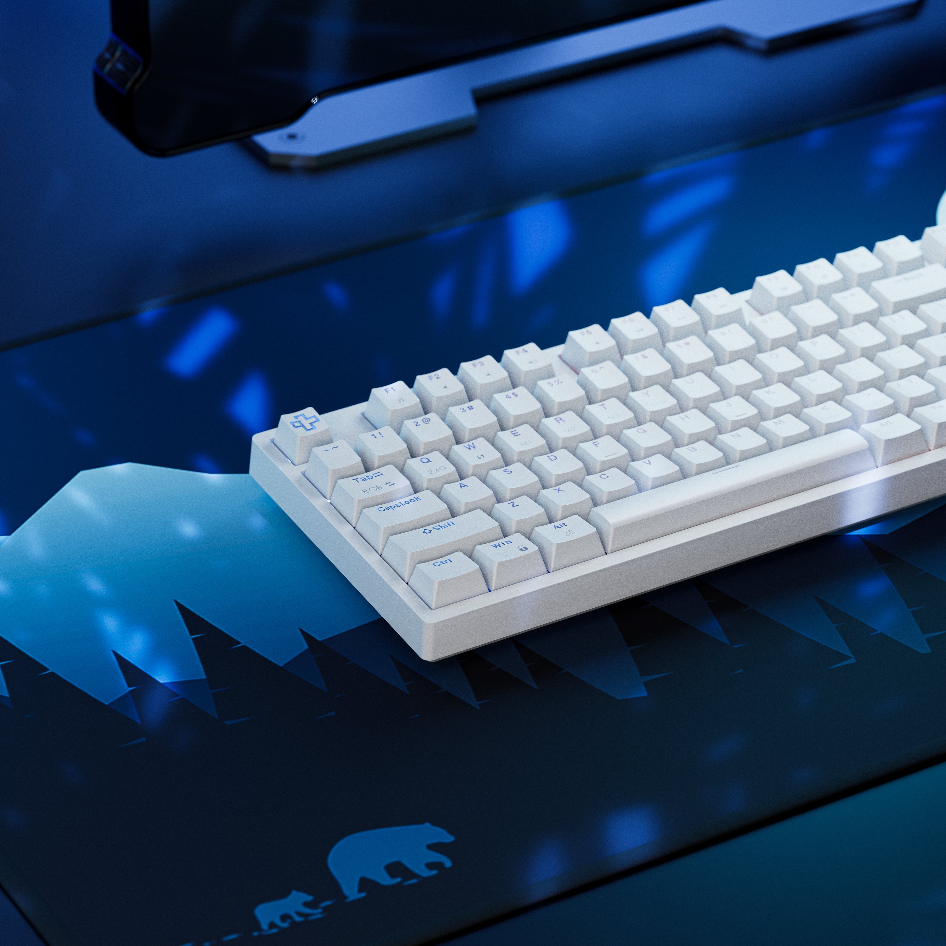 QwertyKey H100 White Bluetooth Wireless Hotswap RGB Mechanical Gaming Keyboard