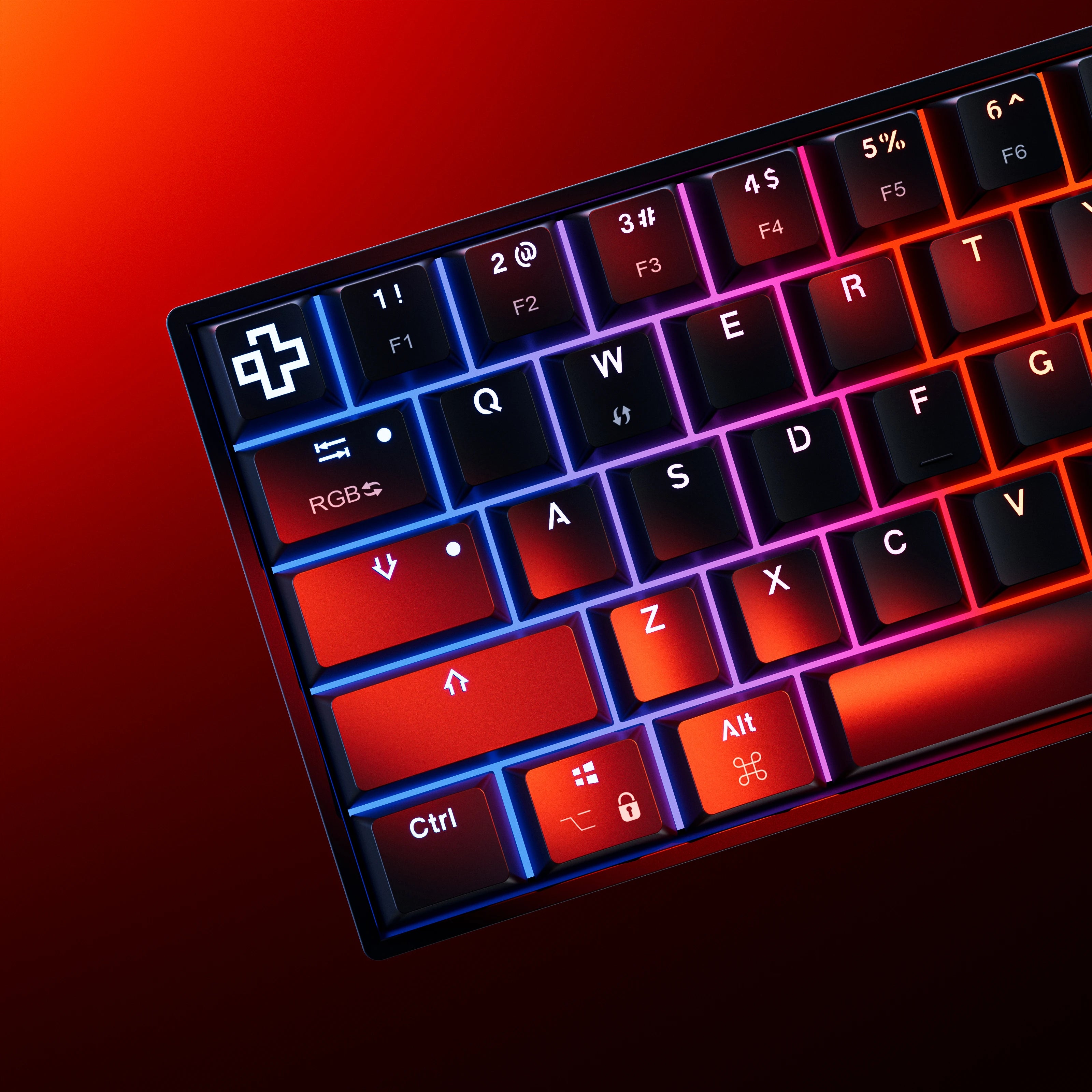 QwertyKey H61 Split Neagra Hotswap RGB Tastatura Mecanica Gaming