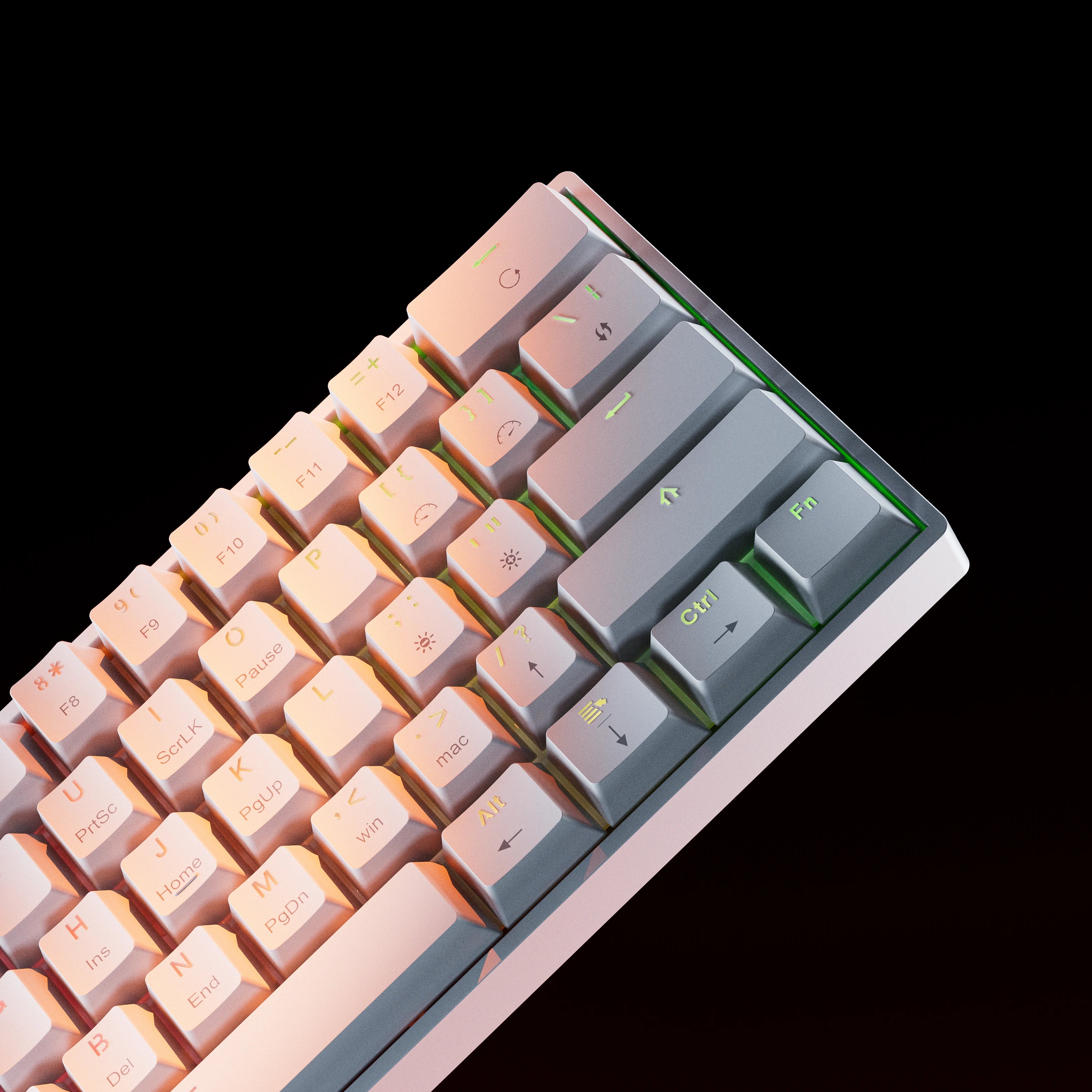 QwertyKey H61 Split White Hotswap RGB Mechanical Gaming Keyboard