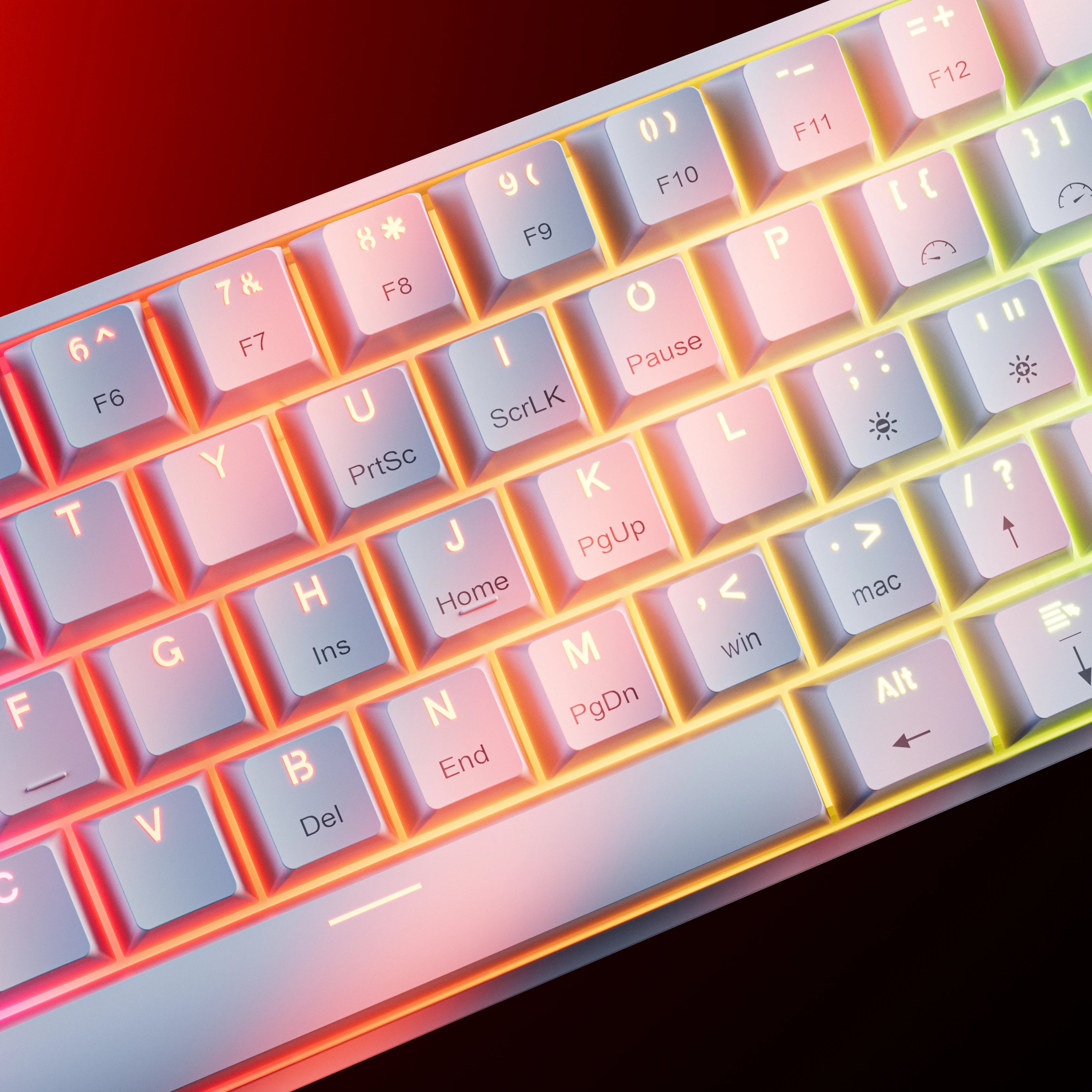 QwertyKey H61 Split White Hotswap RGB Mechanical Gaming Keyboard