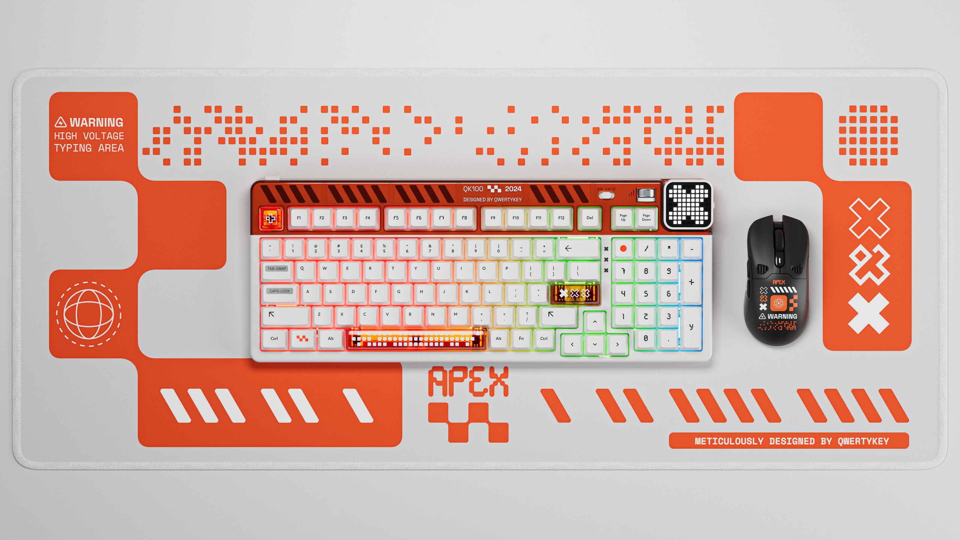 QwertyKey100 Apex Hotswap RGB Pixel Screen Bluetooth Gasket Mount Mechanical Gaming Keyboard