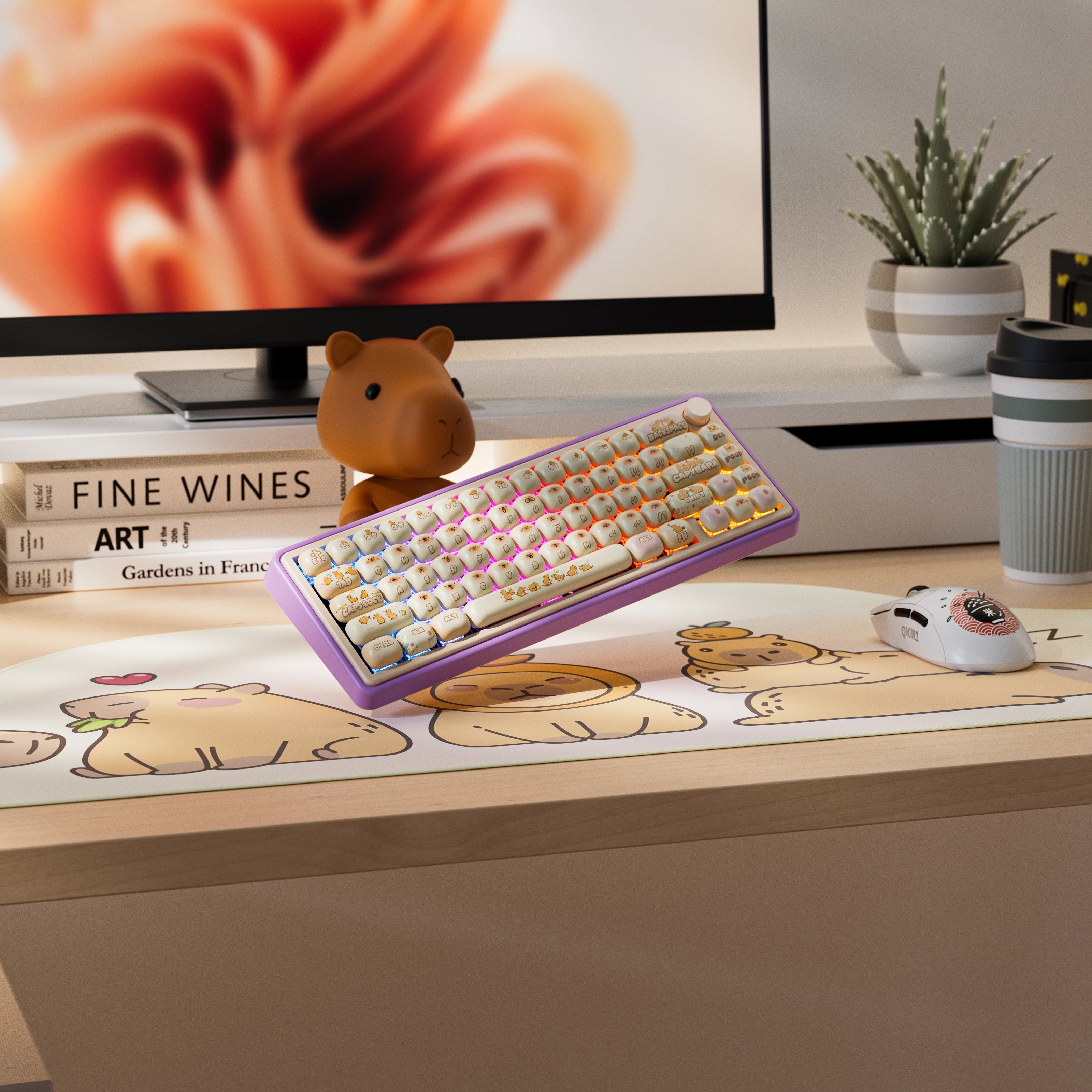 QwertyKey65 Pro Capybara Bluetooth Wireless VIA Hotswap RGB Mechanical Gaming Keyboard