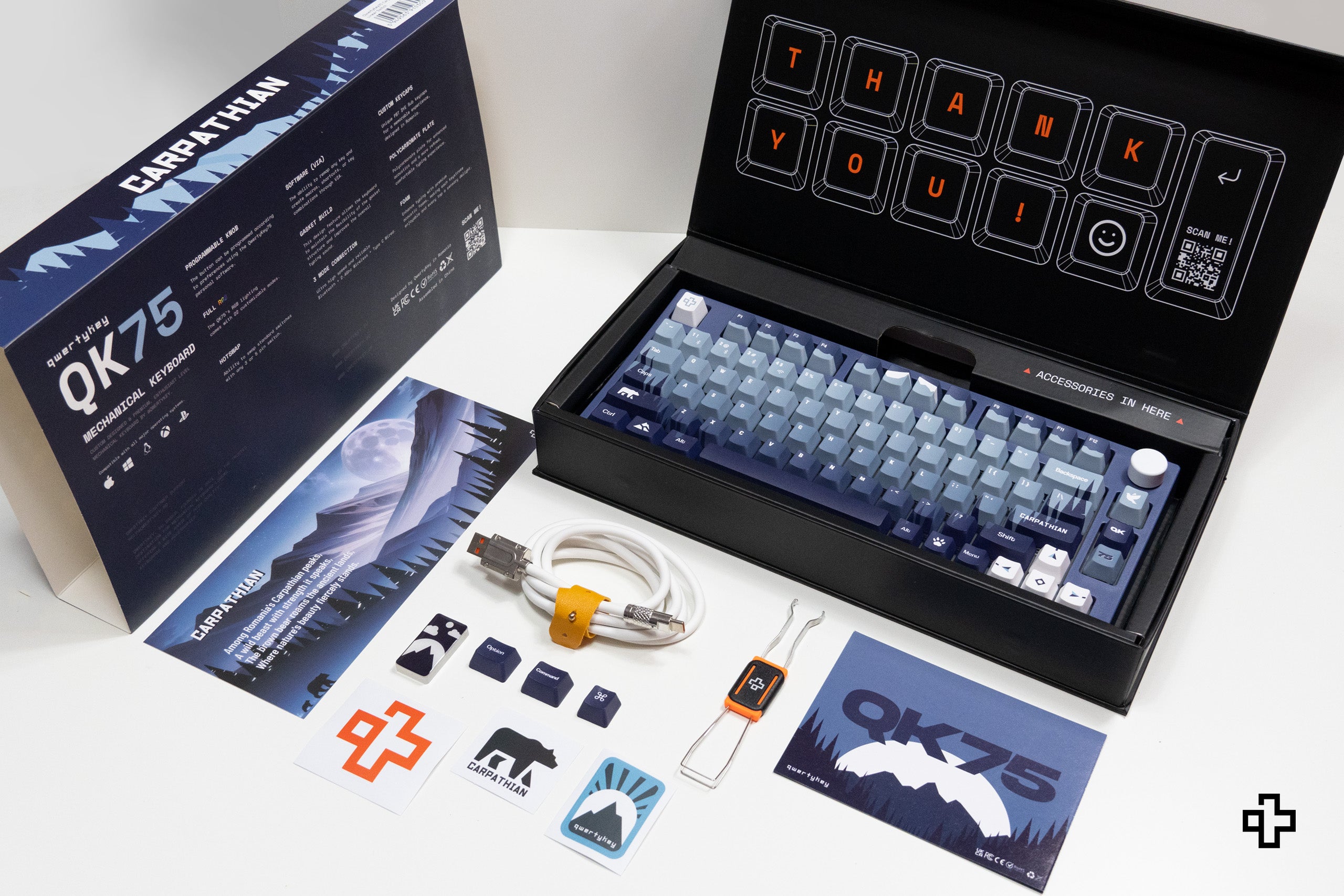 QwertyKey75 Carpathian Bluetooth Wireless Hotswap RGB VIA/QMK Gasket Mounted Gaming Mechanical Keyboard