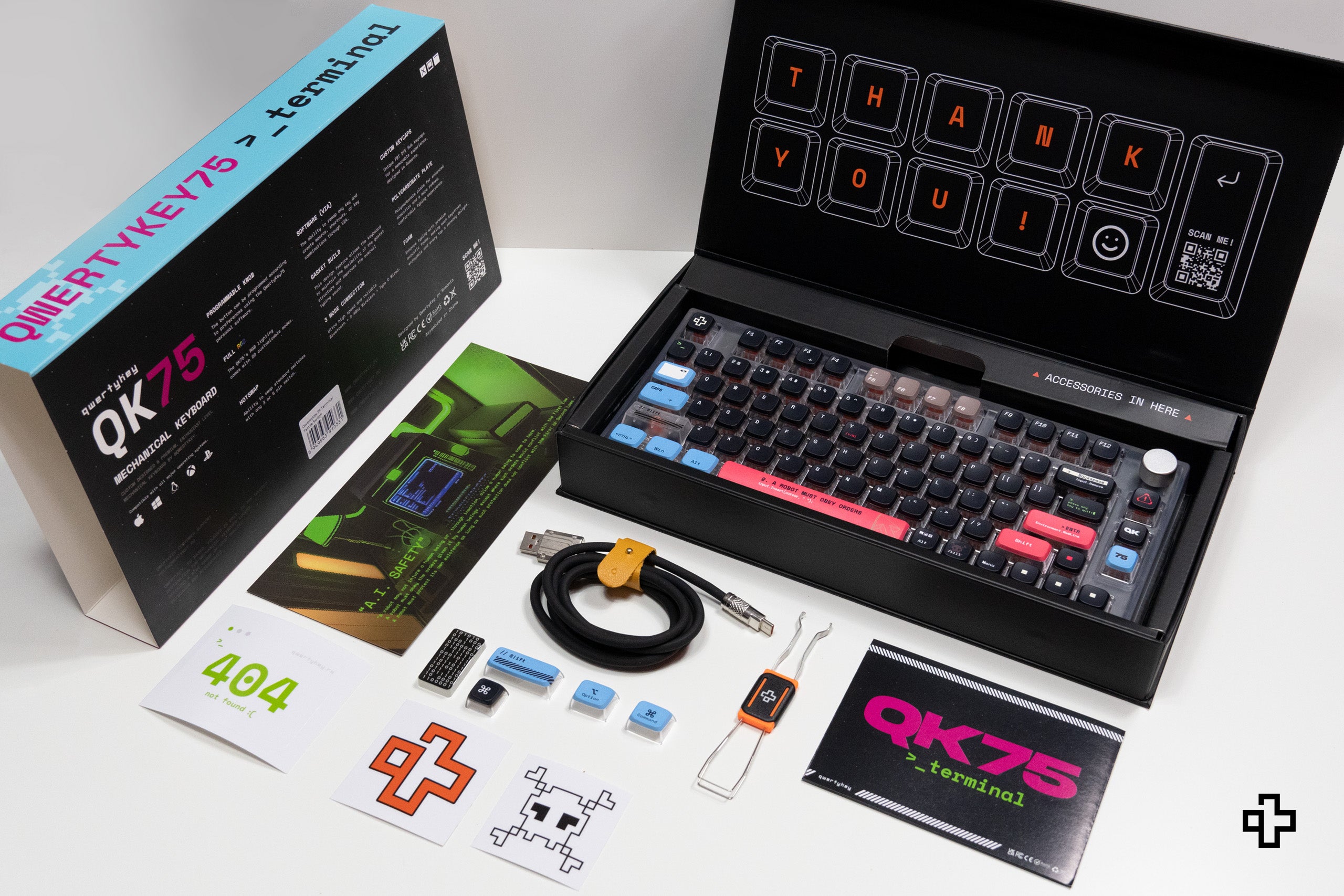 QwertyKey75 Terminal Bluetooth Wireless Hotswap RGB VIA/QMK Gasket Mounted Gaming Mechanical Keyboard