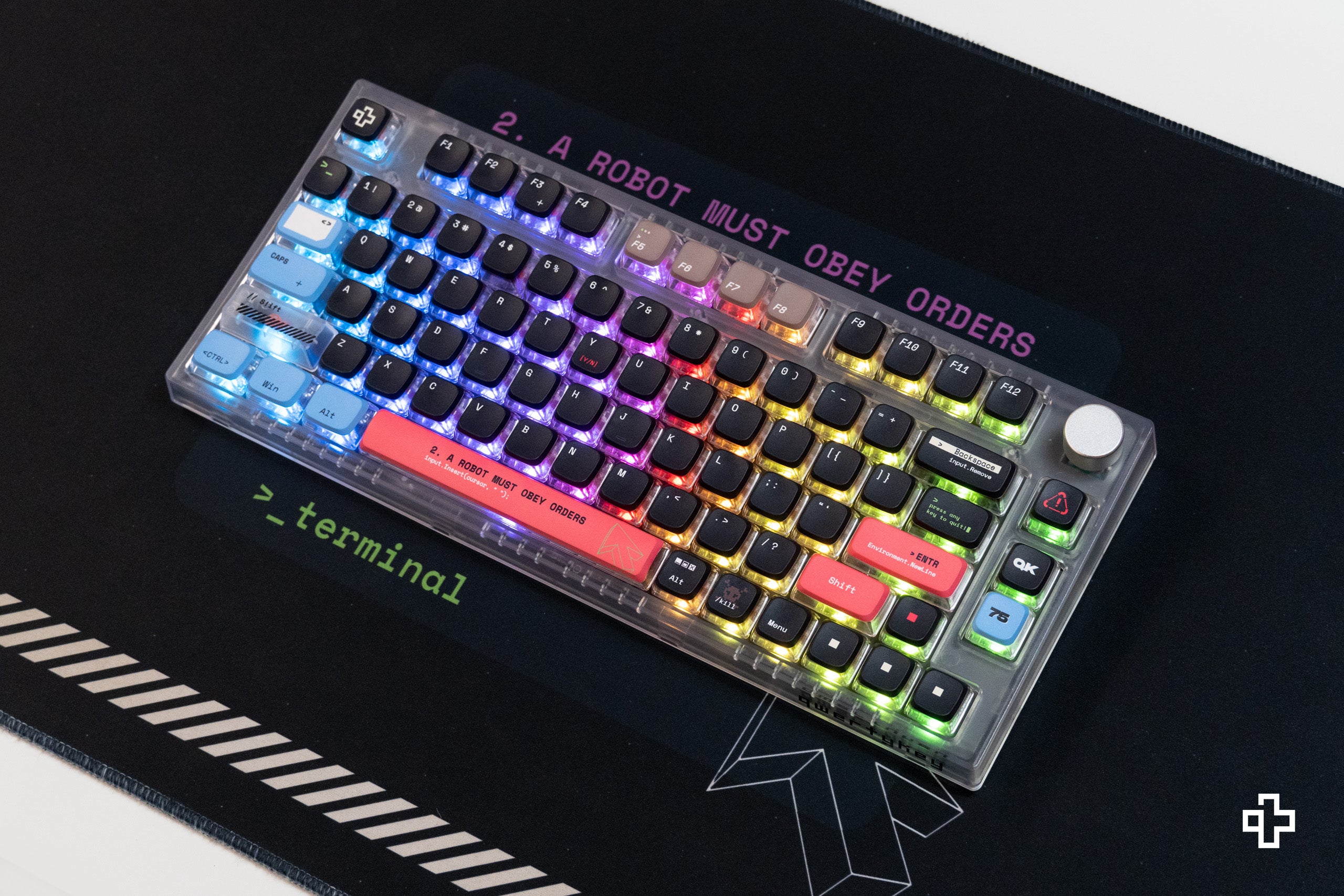QwertyKey75 Terminal Bluetooth Wireless Hotswap RGB VIA/QMK Gasket Mounted Gaming Mechanical Keyboard