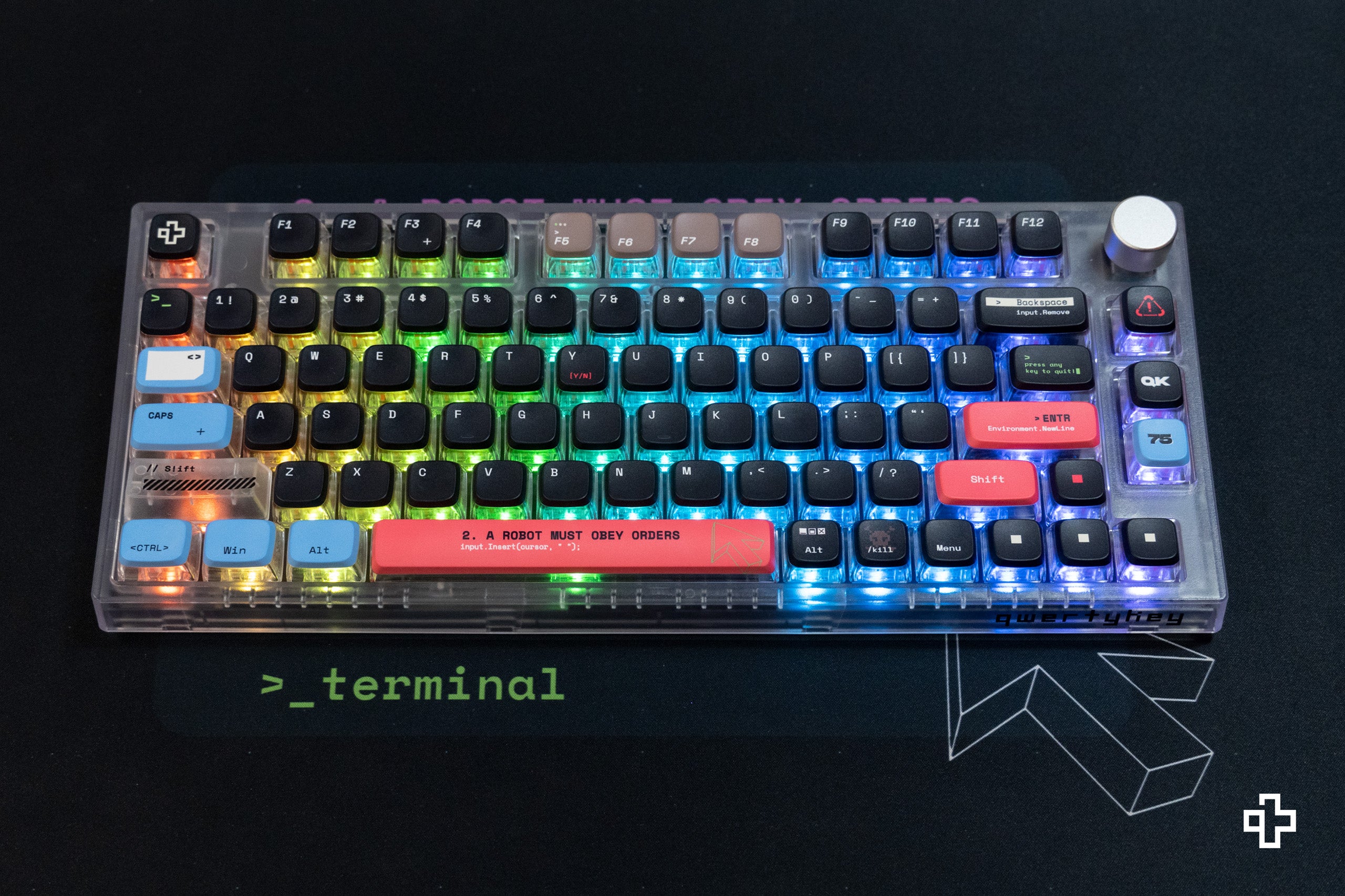 QwertyKey75 Terminal Bluetooth Wireless Hotswap RGB VIA/QMK Gasket Mounted Gaming Mechanical Keyboard