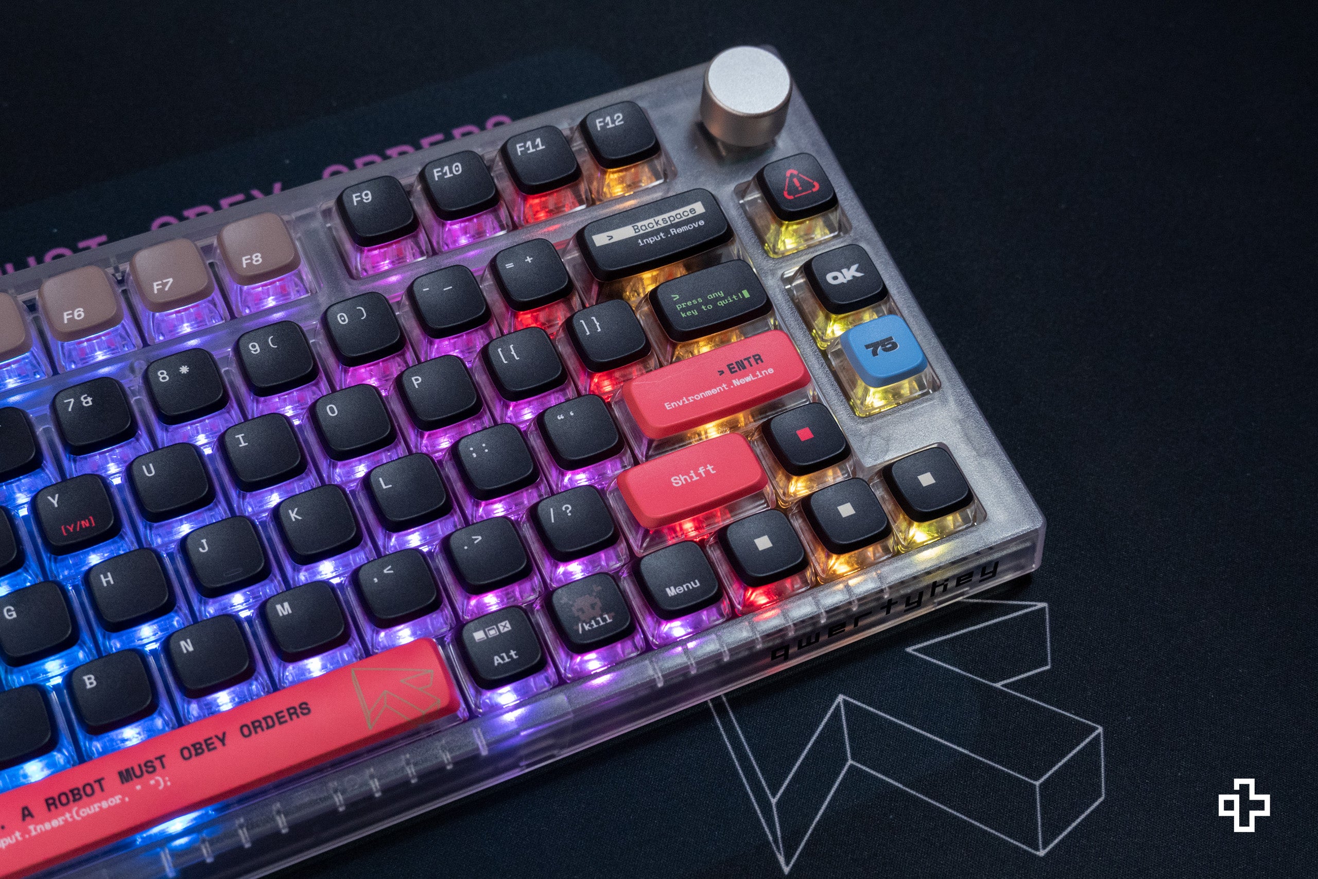 QwertyKey75 Terminal Bluetooth Wireless Hotswap RGB VIA/QMK Gasket Mounted Gaming Mechanical Keyboard