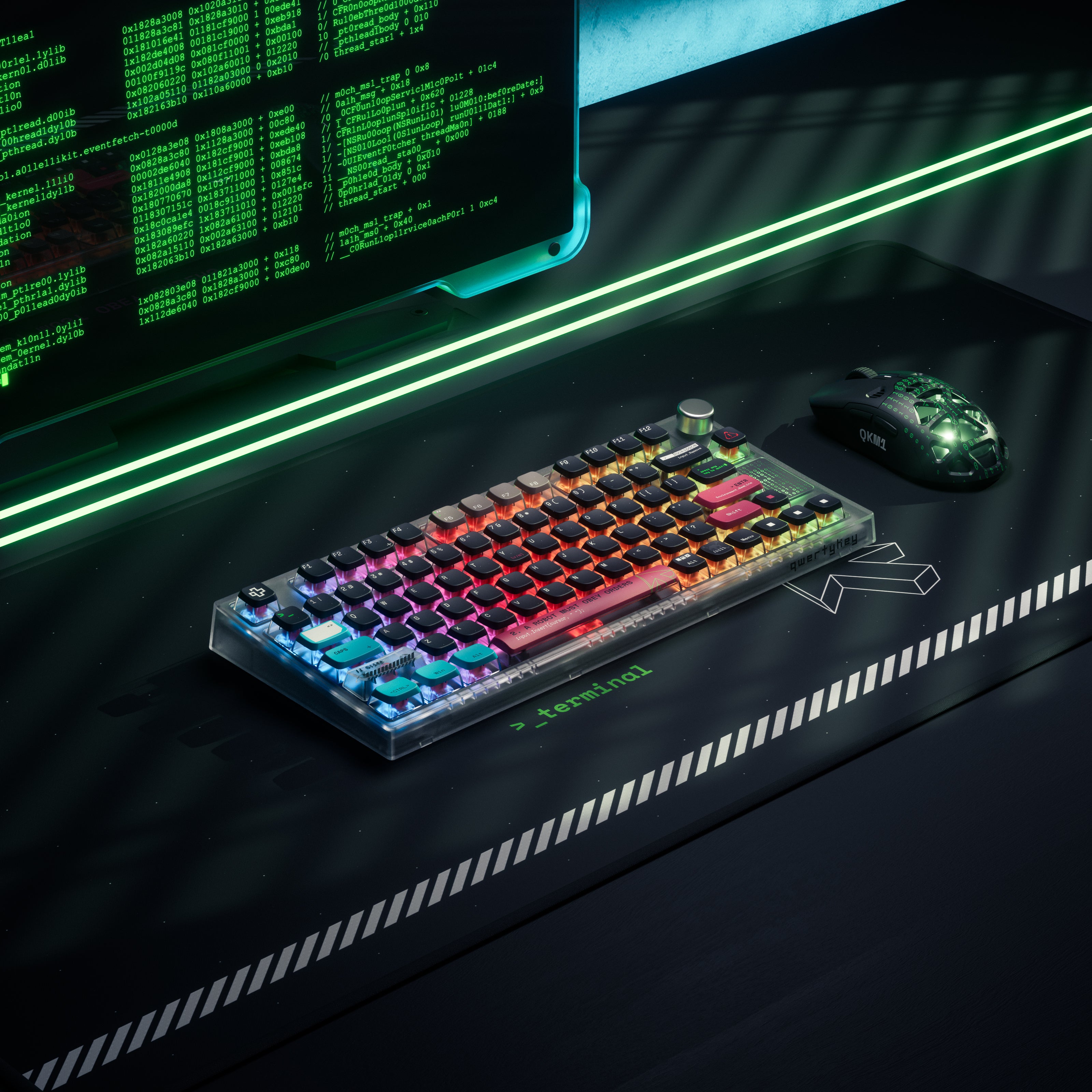 QwertyKey75 Terminal Bluetooth Wireless Hotswap RGB VIA/QMK Gasket Mounted Gaming Mechanical Keyboard