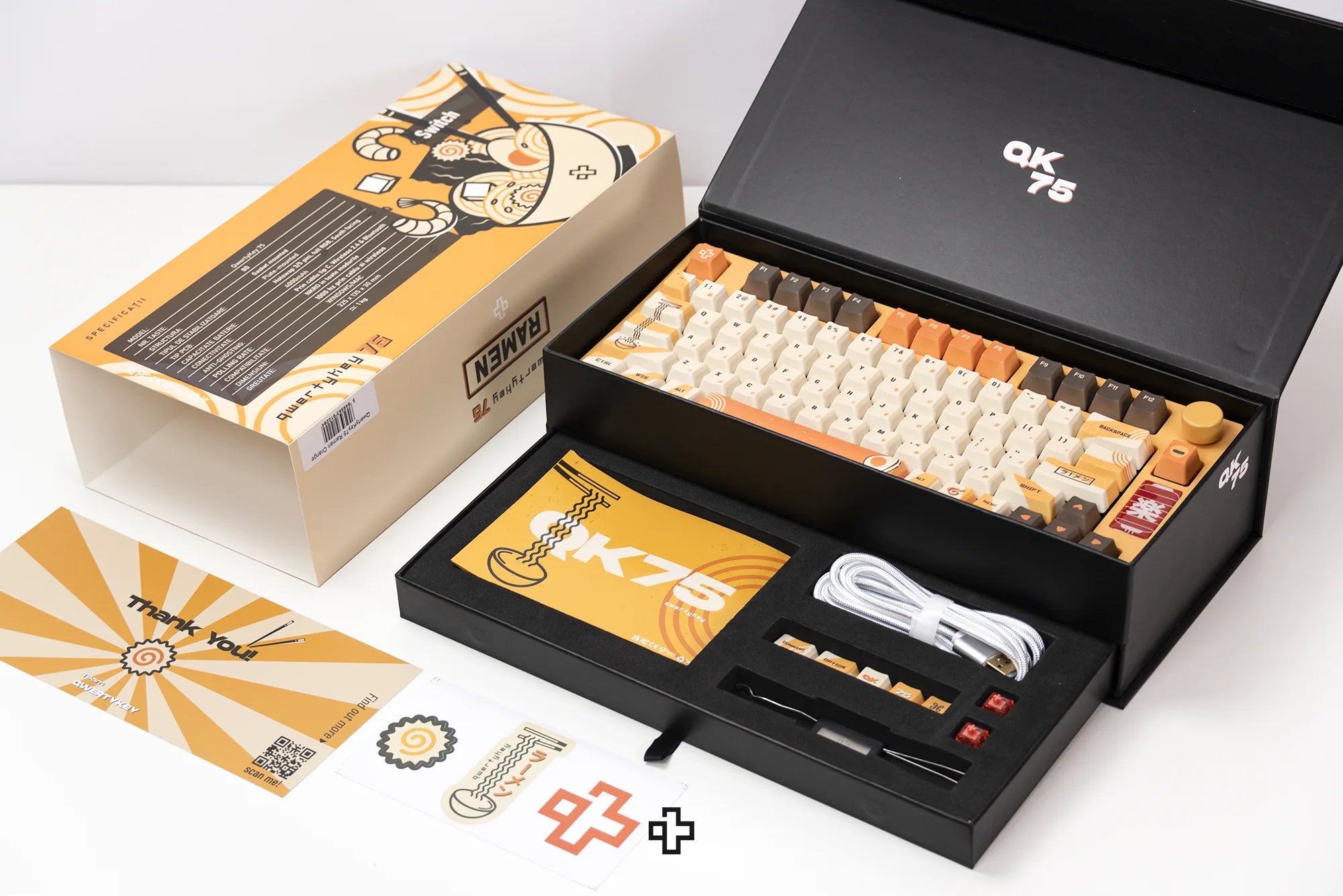 QwertyKey75 Ramen Bluetooth Wireless Hotswap RGB Gasket Mounted Mechanical Gaming Keyboard