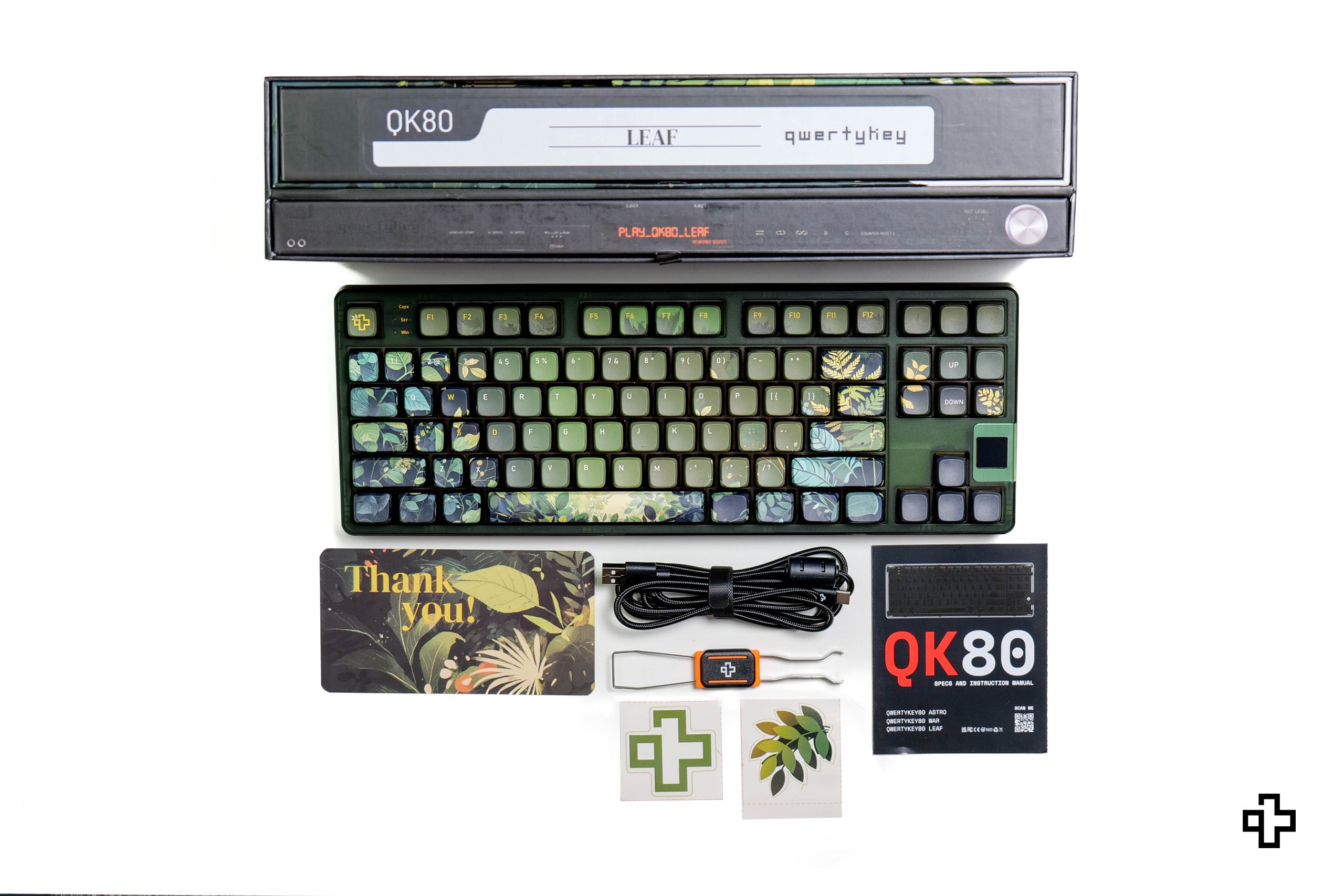 QwertyKey80 Leaf Bluetooth Wireless Hotswap RGB QMK/VIA Gasket Mounted Gaming Mechanical Keyboard with Screen