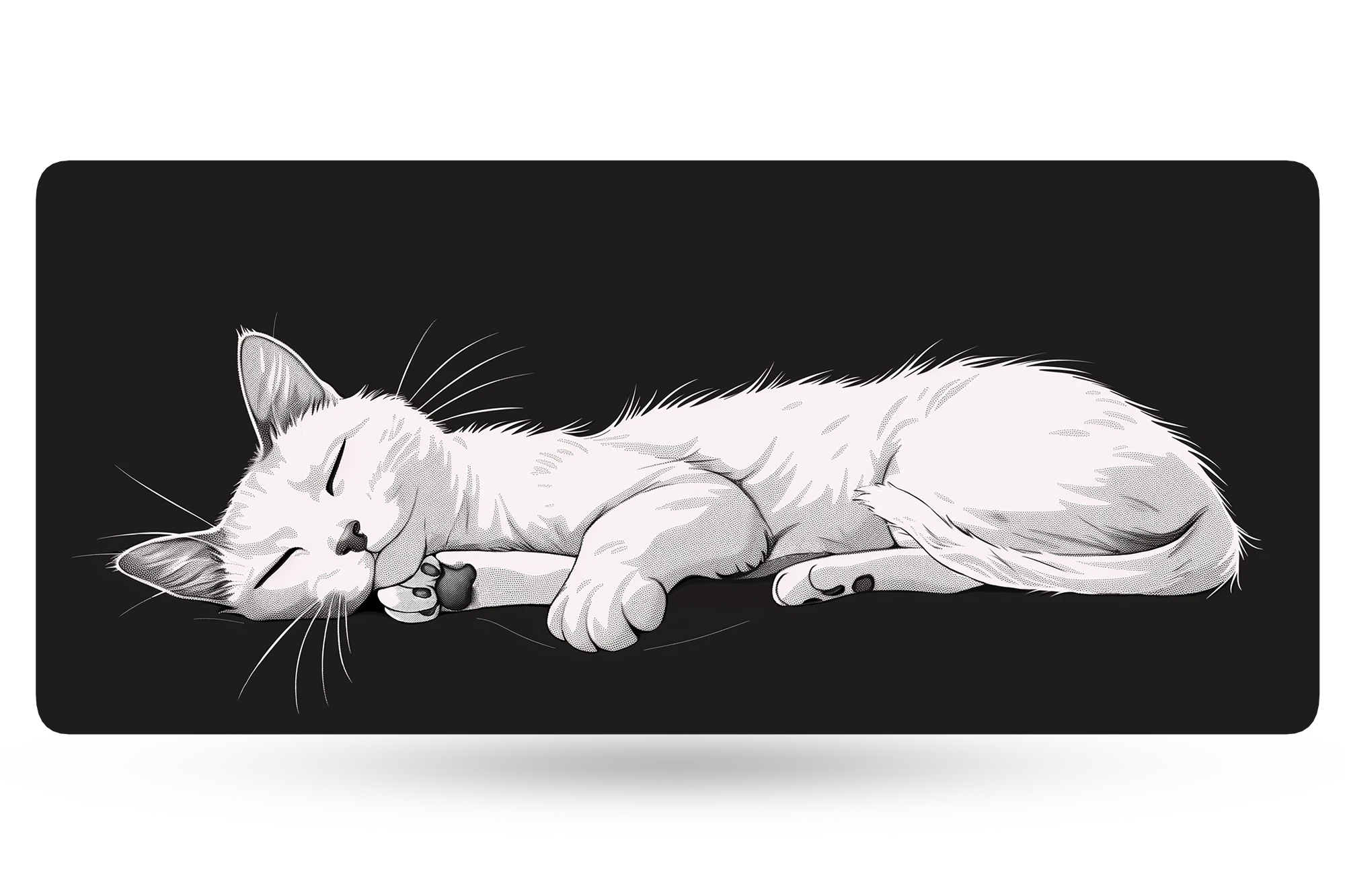 Deskmat Mousepad QwertyKey Black Cat 4mm stitched edges