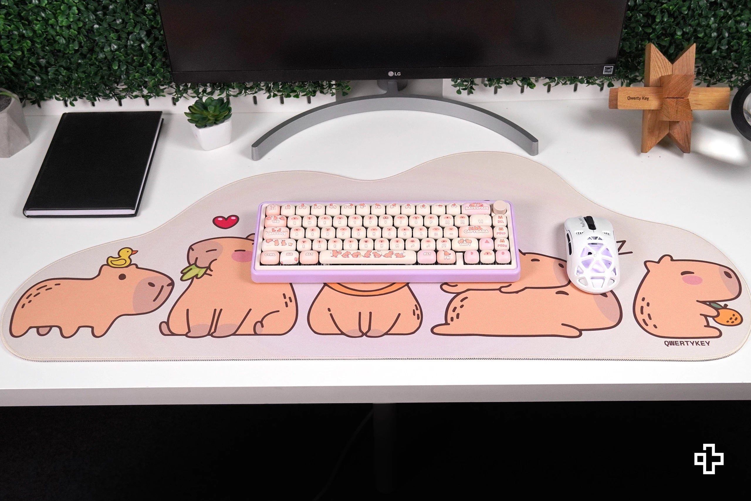 Deskmat Mousepad QwertyKey Capybara 4mm stitched edges