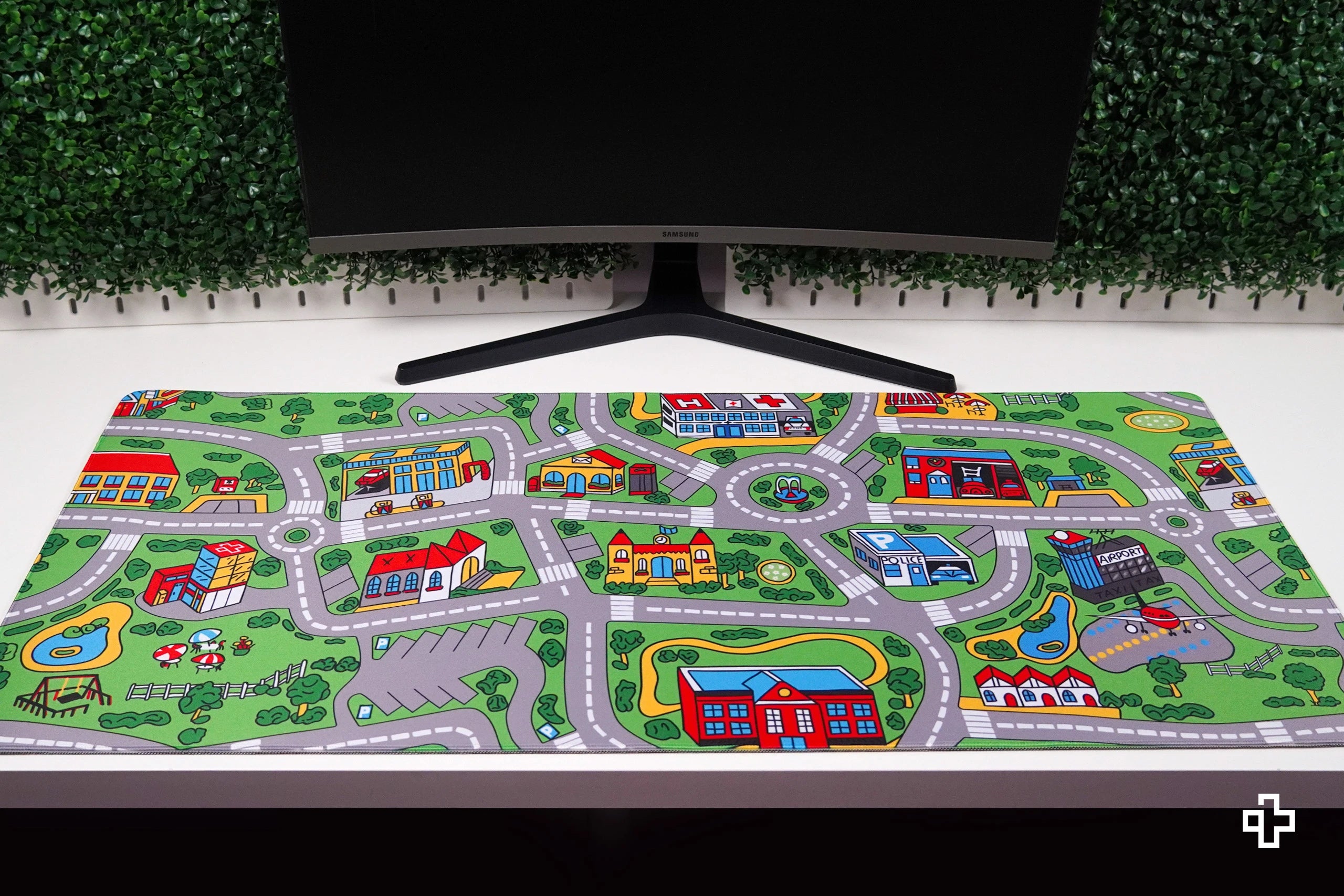 Deskmat Mousepad QwertyKey Nostalgia Busy Town 4mm stitched edges