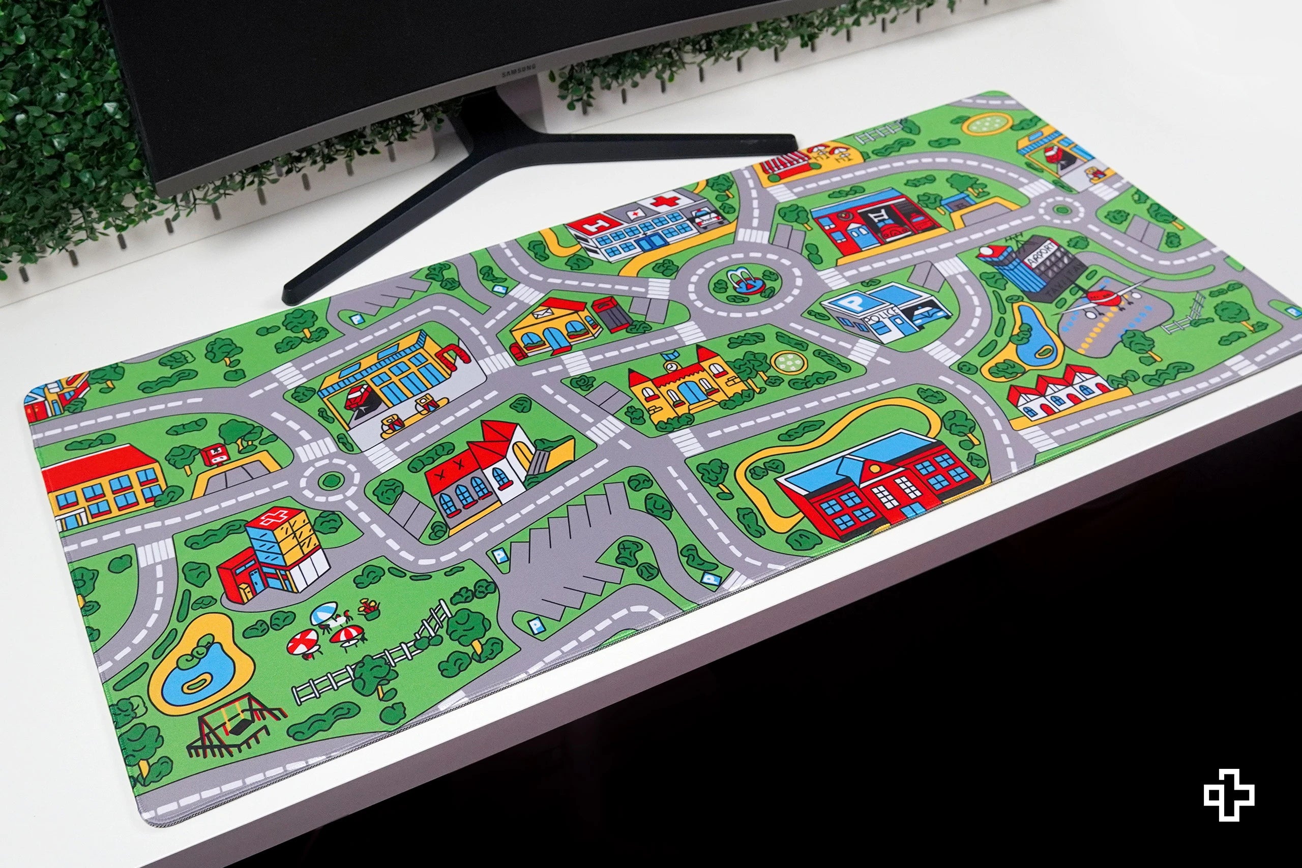 Deskmat Mousepad QwertyKey Nostalgia Busy Town 4mm stitched edges