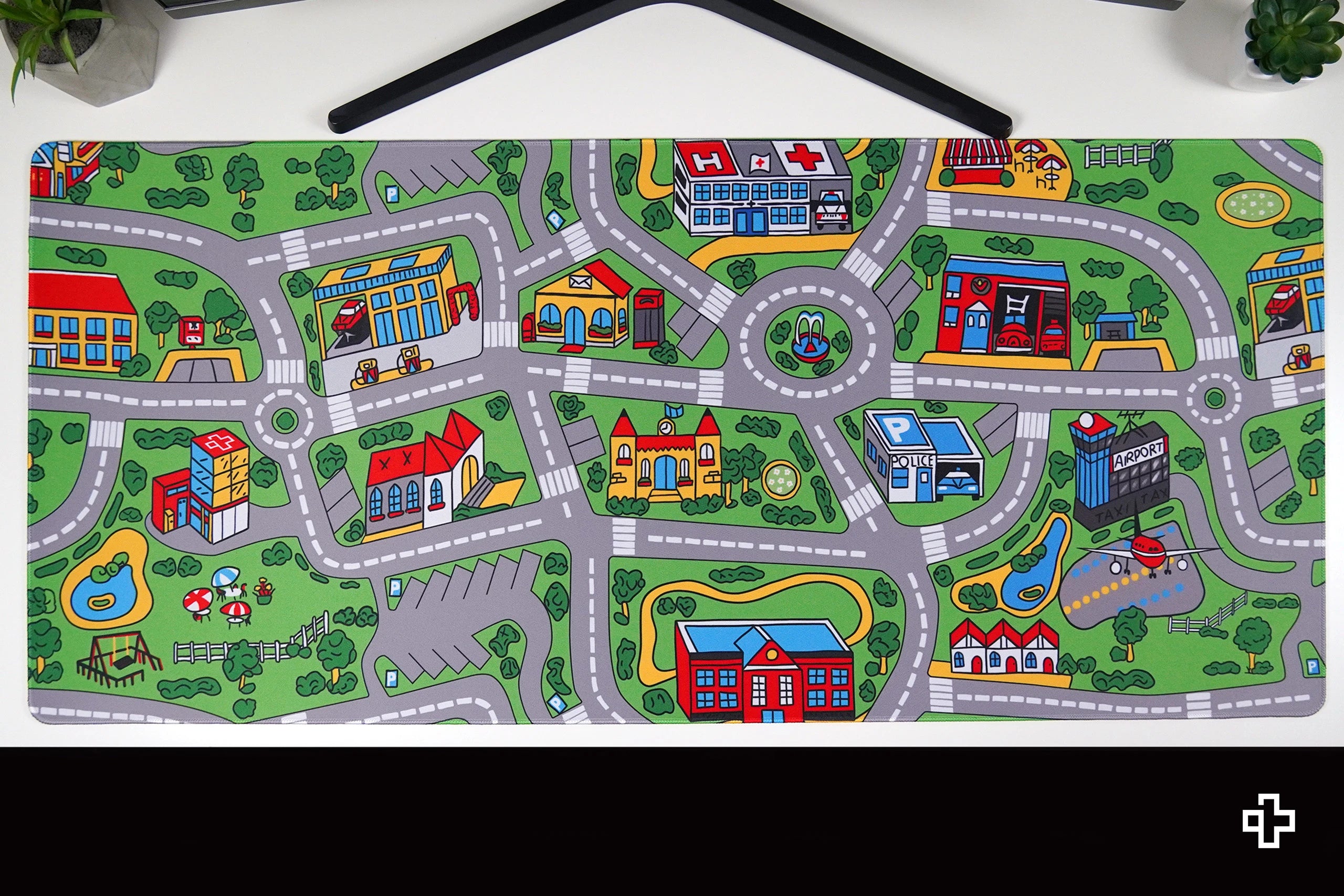 Deskmat Mousepad QwertyKey Nostalgia Busy Town 4mm stitched edges