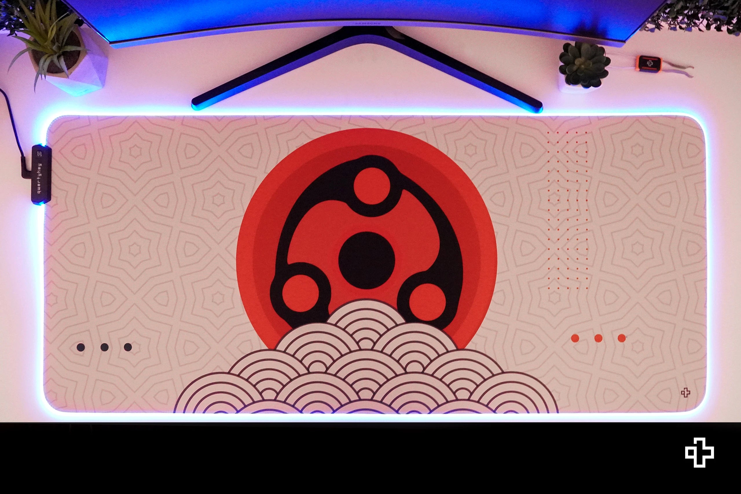 Deskmat Mousepad QwertyKey Sharingan Eye RGB 4mm stitched edges