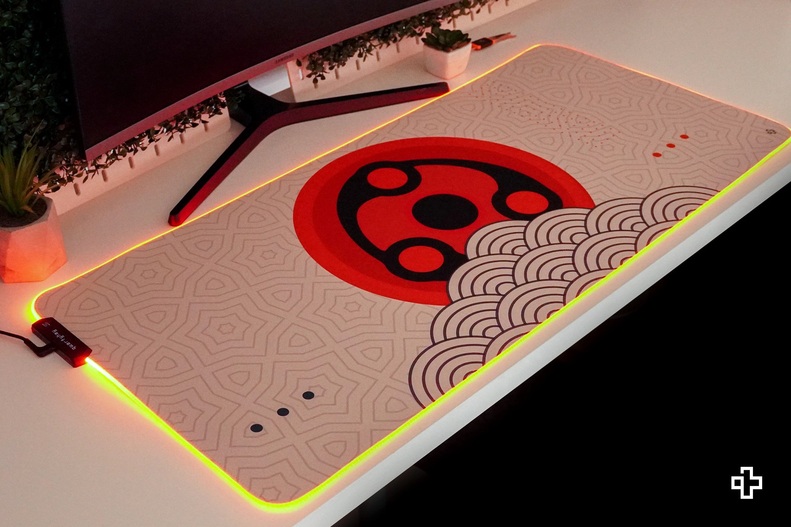 Deskmat Mousepad QwertyKey Sharingan Eye RGB 4mm stitched edges