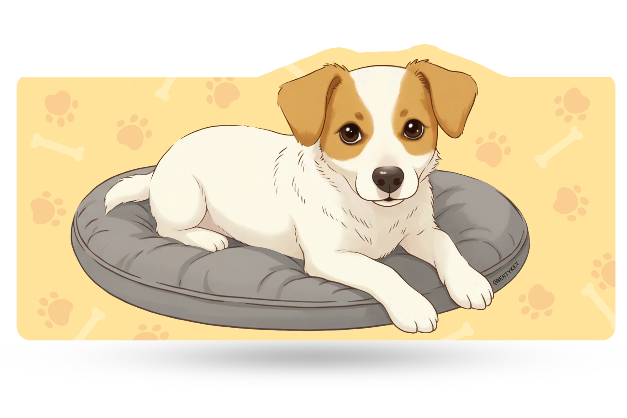 Deskmat Mousepad QwertyKey Dog Joy 4mm stitched edges