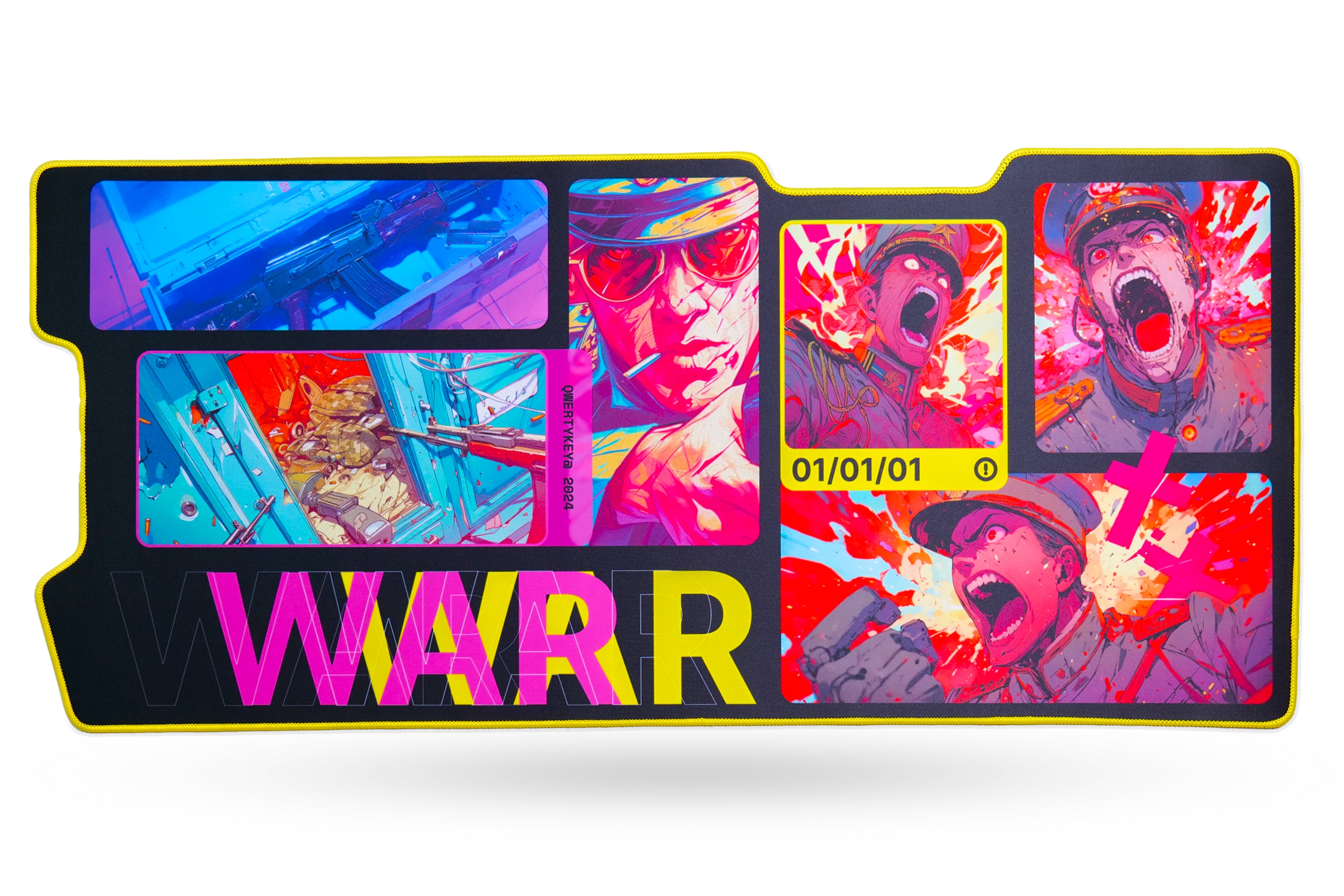 Deskmat Mousepad QwertyKey War 4mm stitched edges