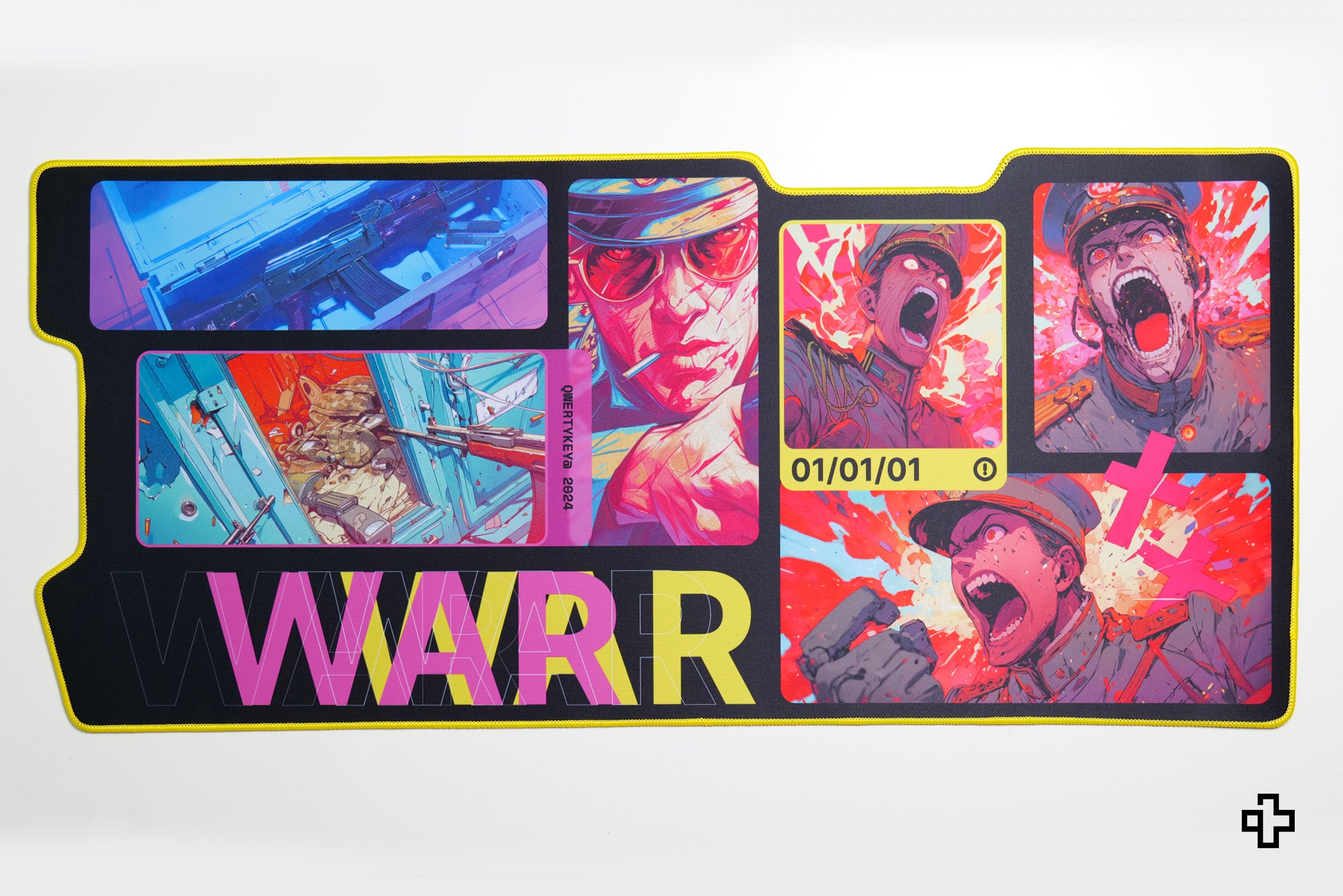 Deskmat Mousepad QwertyKey War 4mm stitched edges