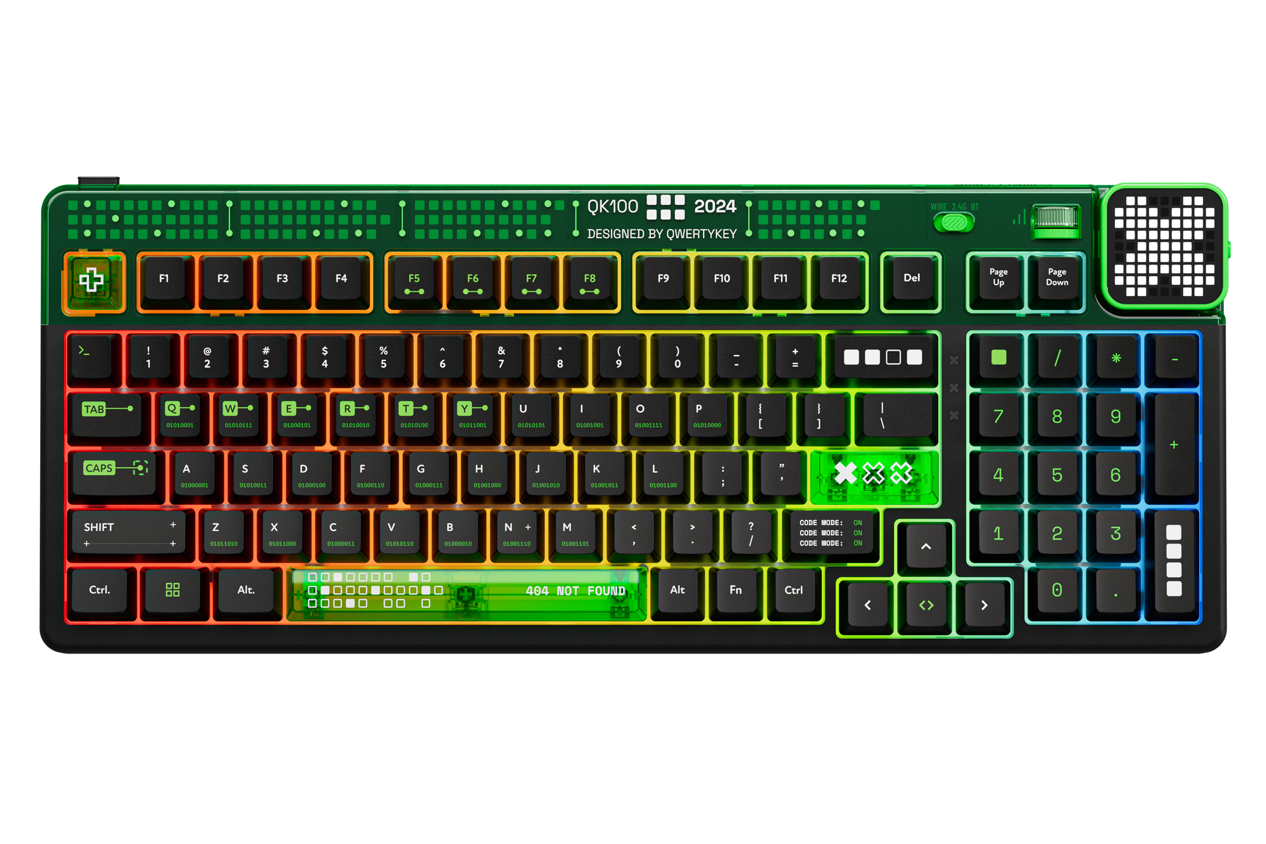 QwertyKey100 Matrix Hotswap RGB Screen Pixel Bluetooth Gasket Mount Mechanical Gaming Keyboard