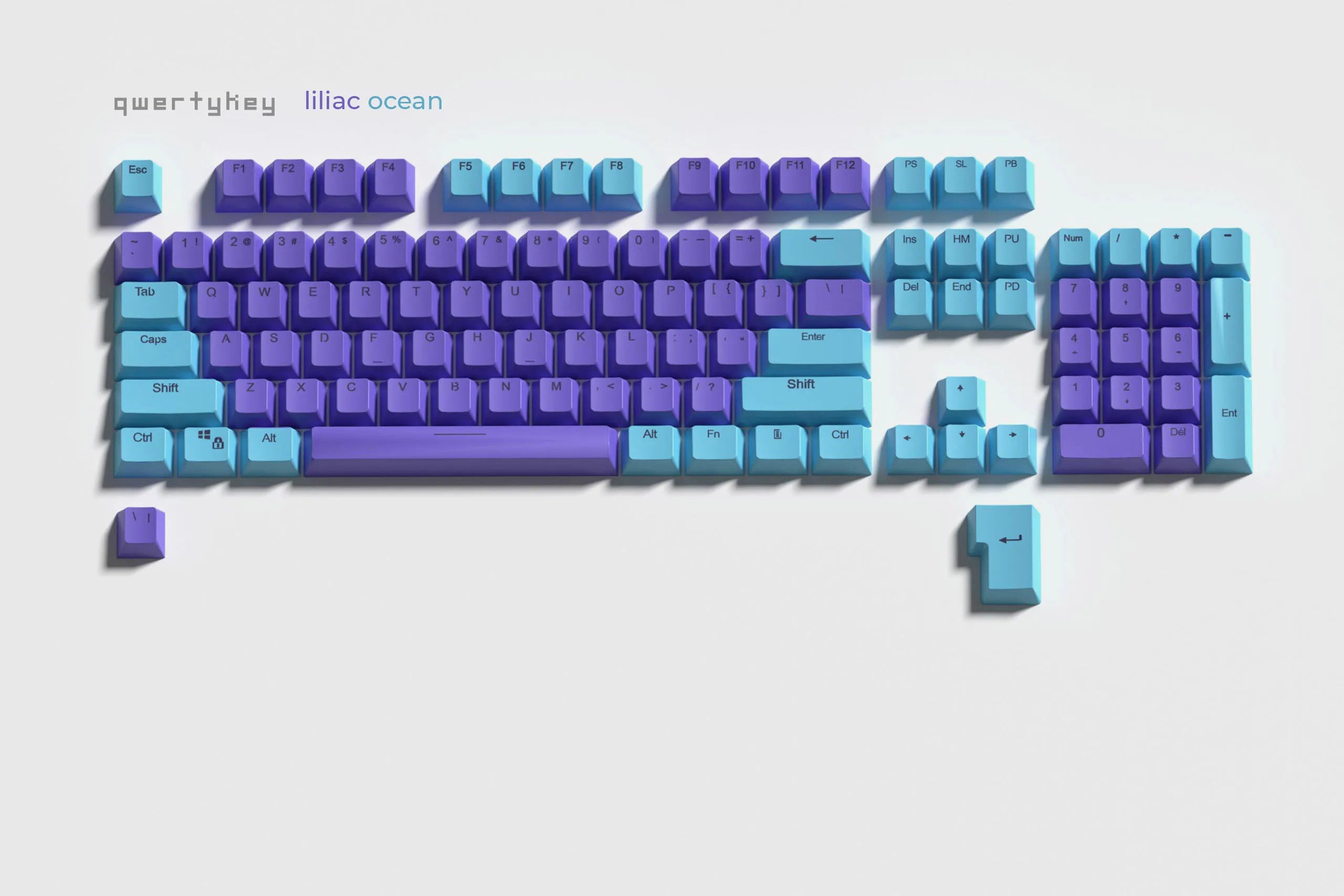 Set Taste QWERTY Liliac-Ocean Translucide Profil OEM Material PBT – double shot