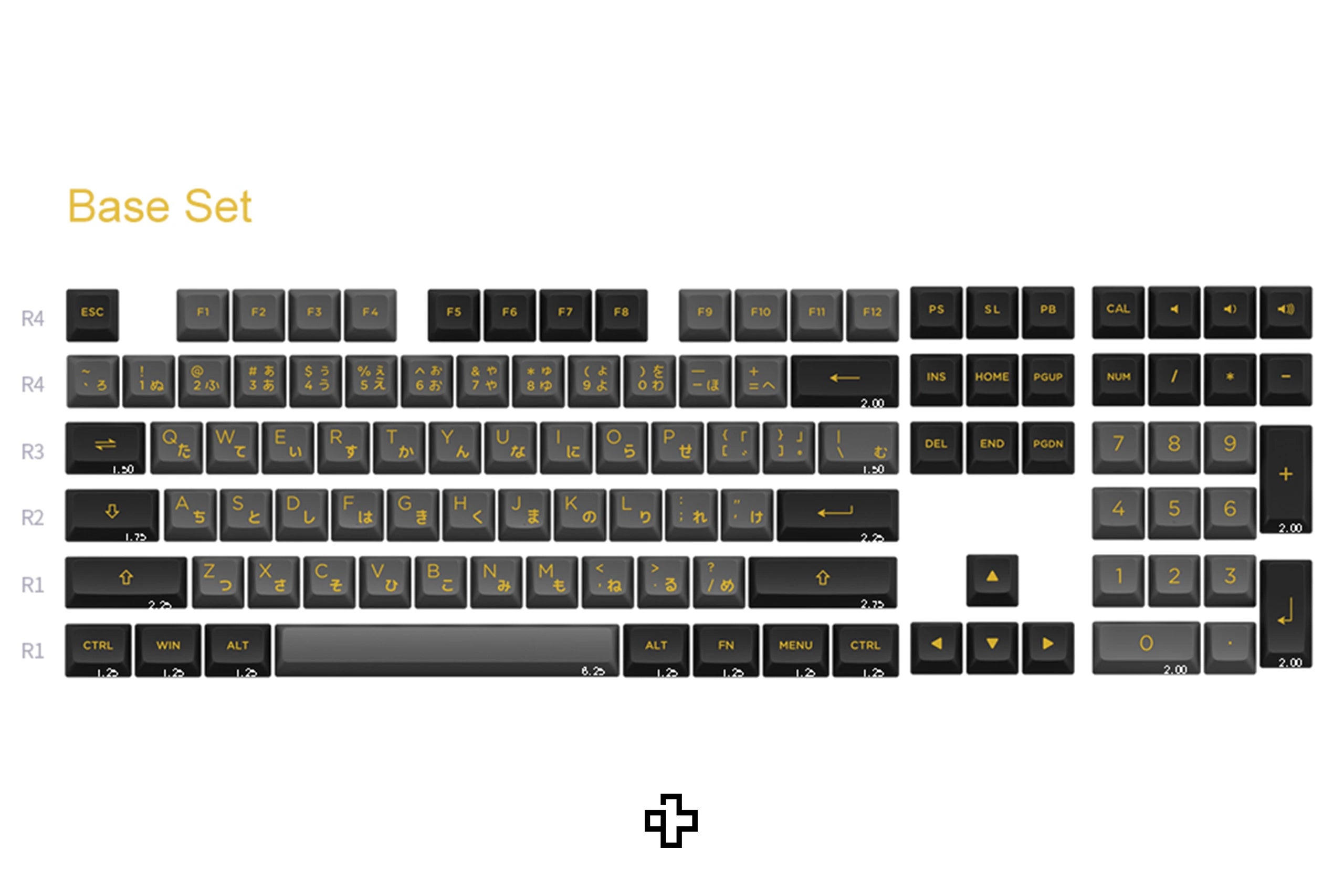 Set Taste Black and Gold Hiragana PBT Double Shot Profile ASA