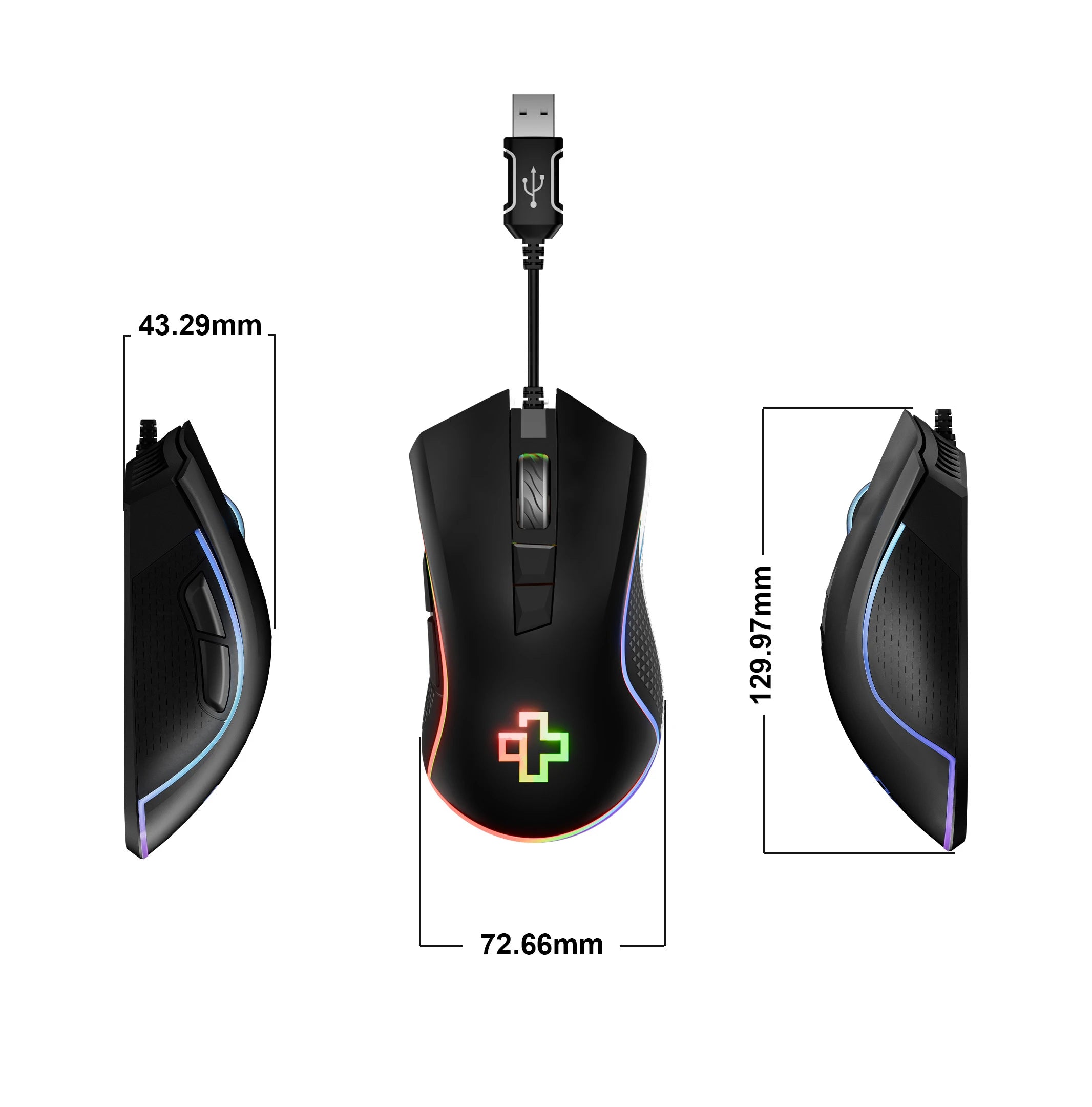 QwertyKey Forge Gaming Mouse Black, RGB, 12,000 DPI, Software