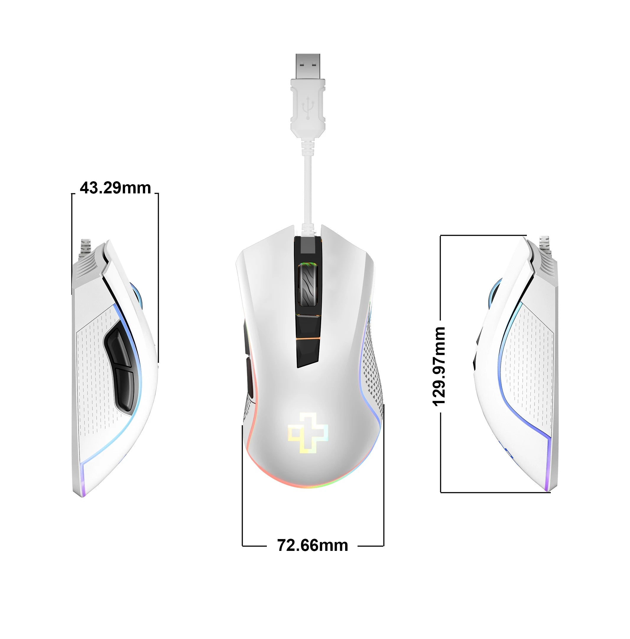 QwertyKey Forge Gaming Mouse, White, RGB, 12,000 DPI, Software