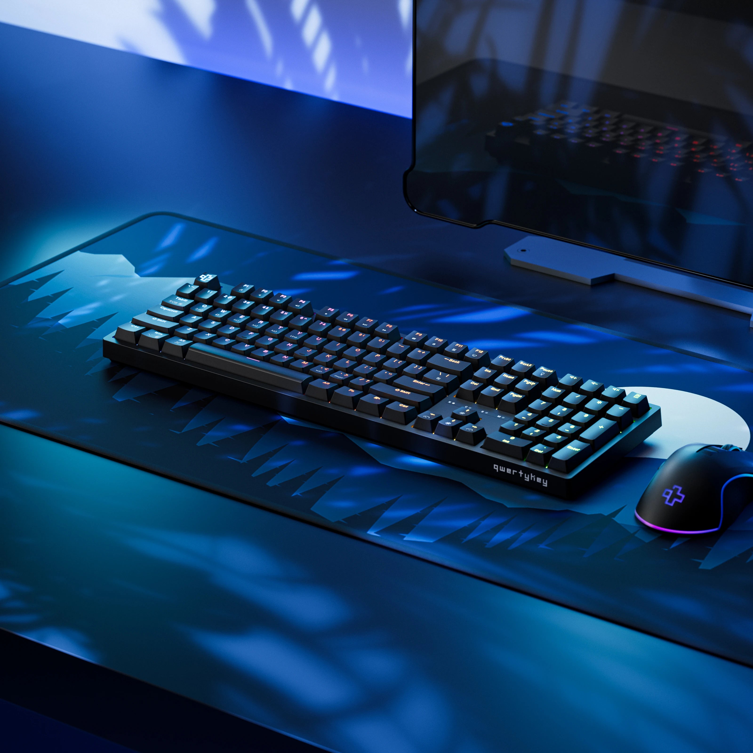 QwertyKey H100 Neagra Bluetooth Wireless Hotswap RGB Tastatura Mecanica Gaming