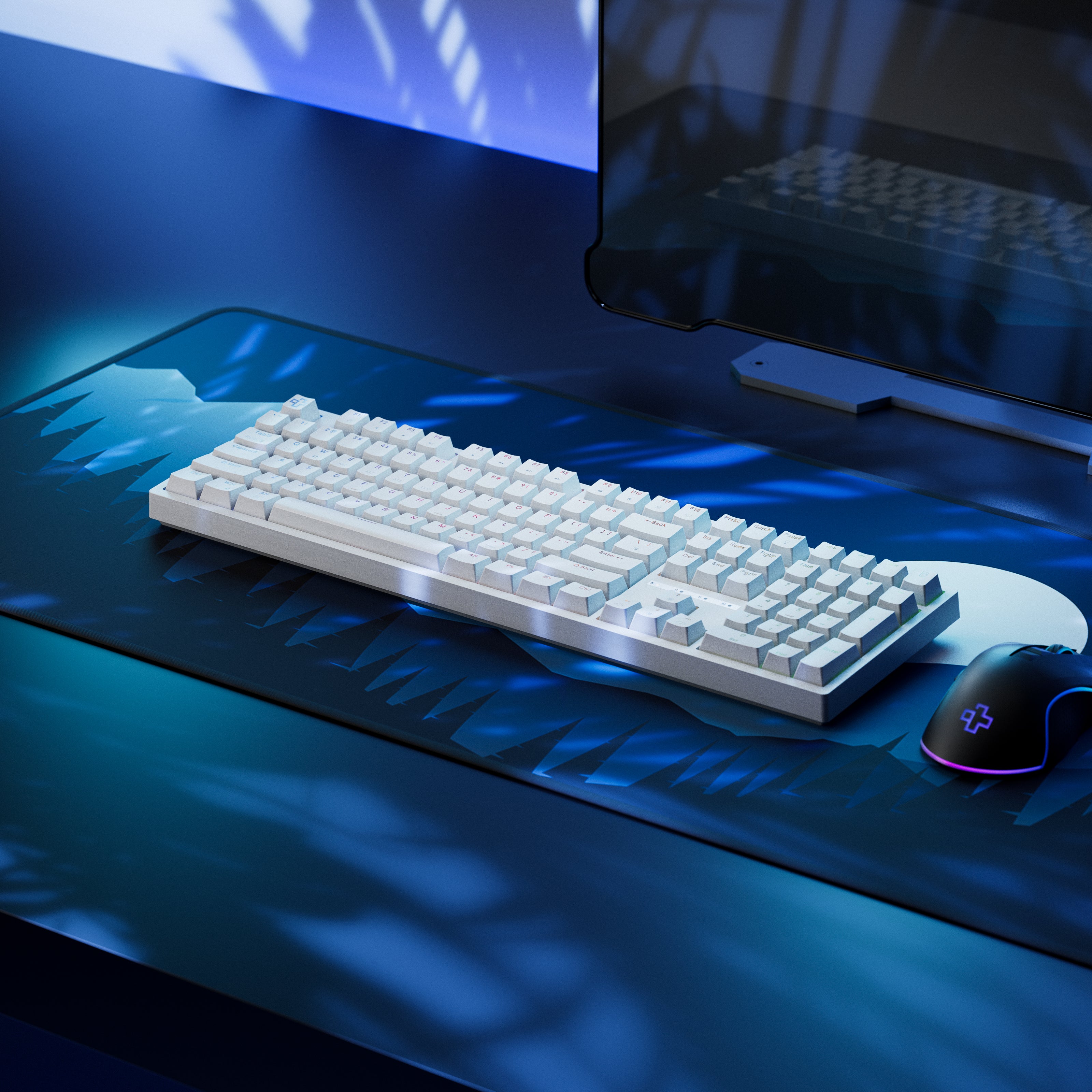 QwertyKey H100 White Bluetooth Wireless Hotswap RGB Mechanical Gaming Keyboard