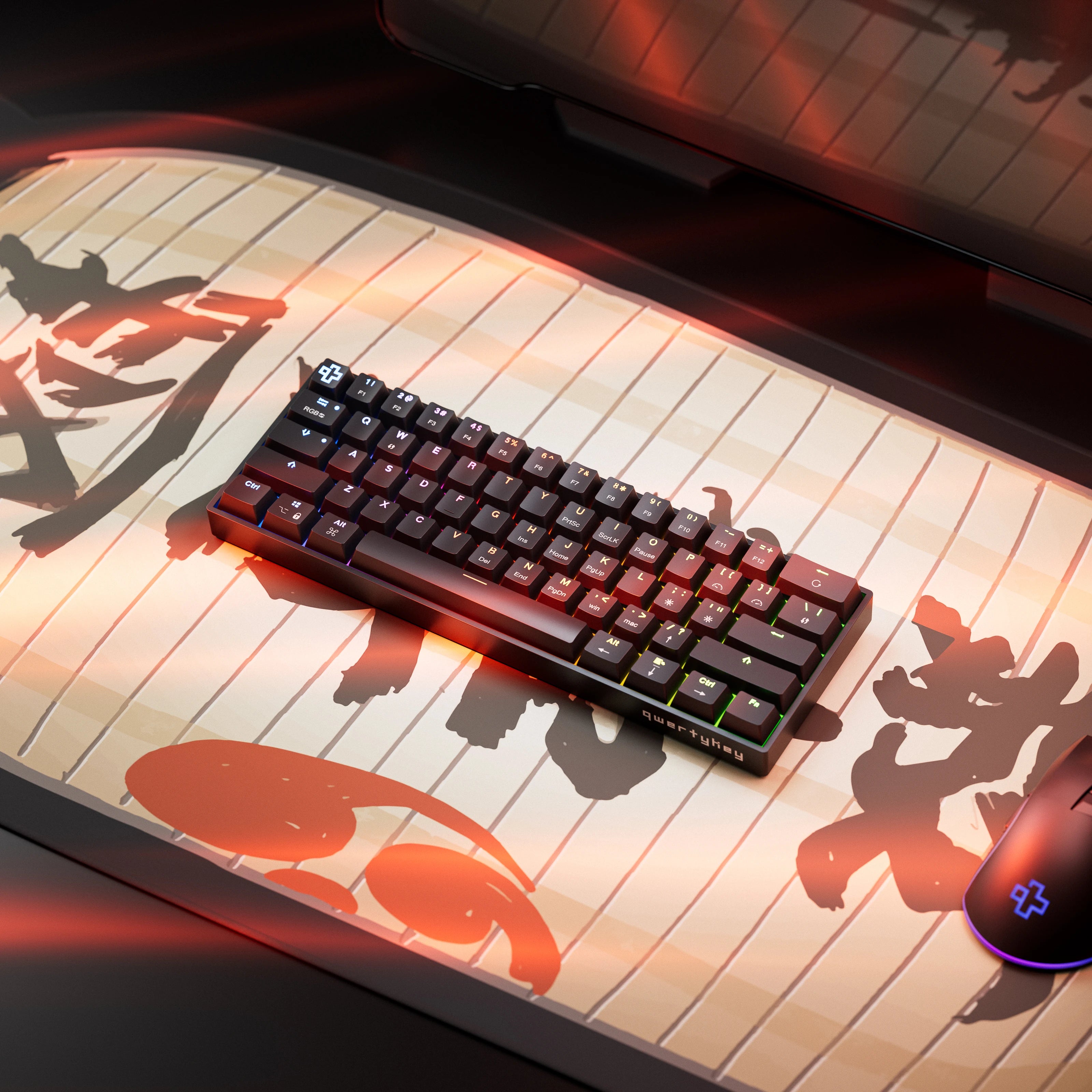 QwertyKey H61 Split Neagra Hotswap RGB Tastatura Mecanica Gaming