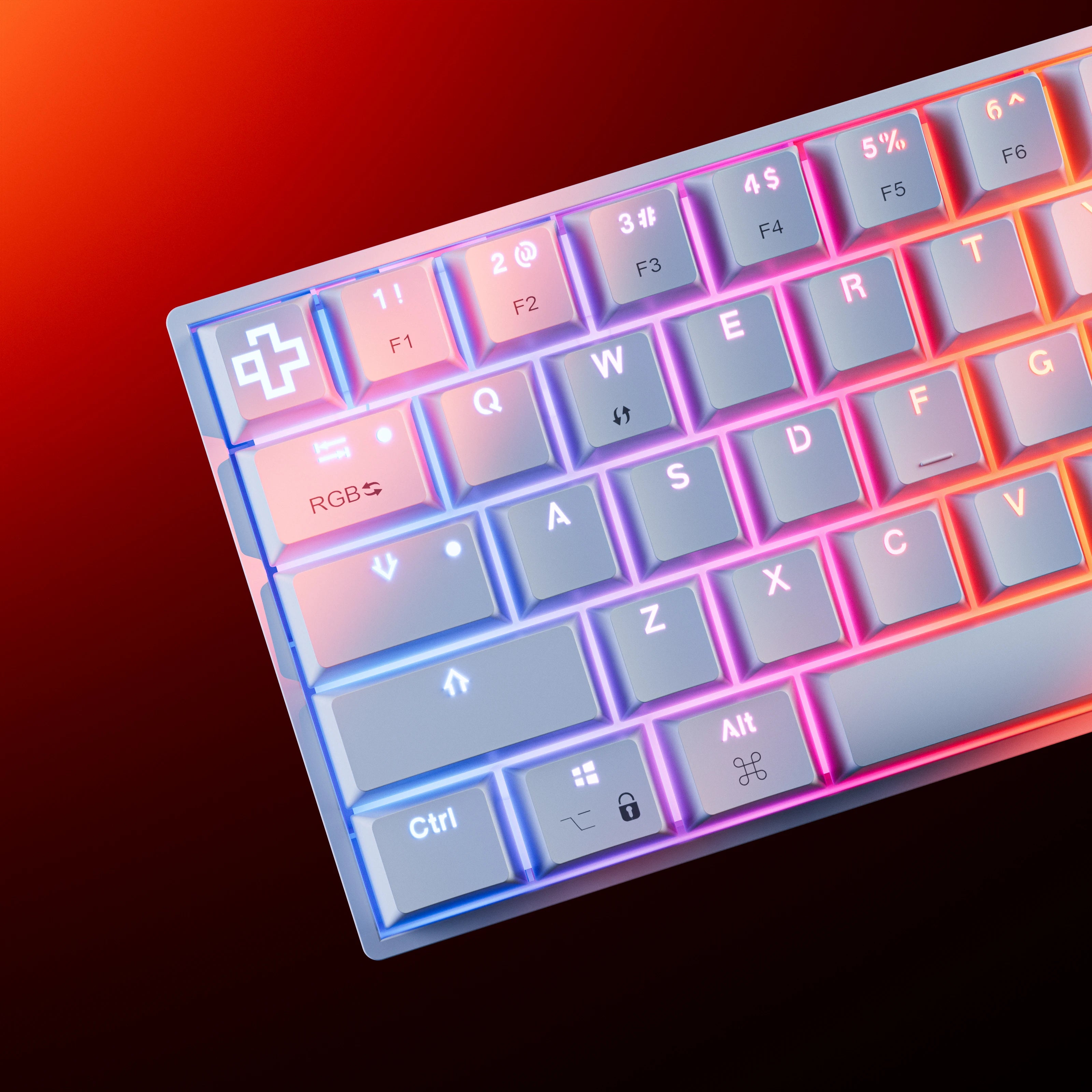 QwertyKey H61 Split White Hotswap RGB Mechanical Gaming Keyboard