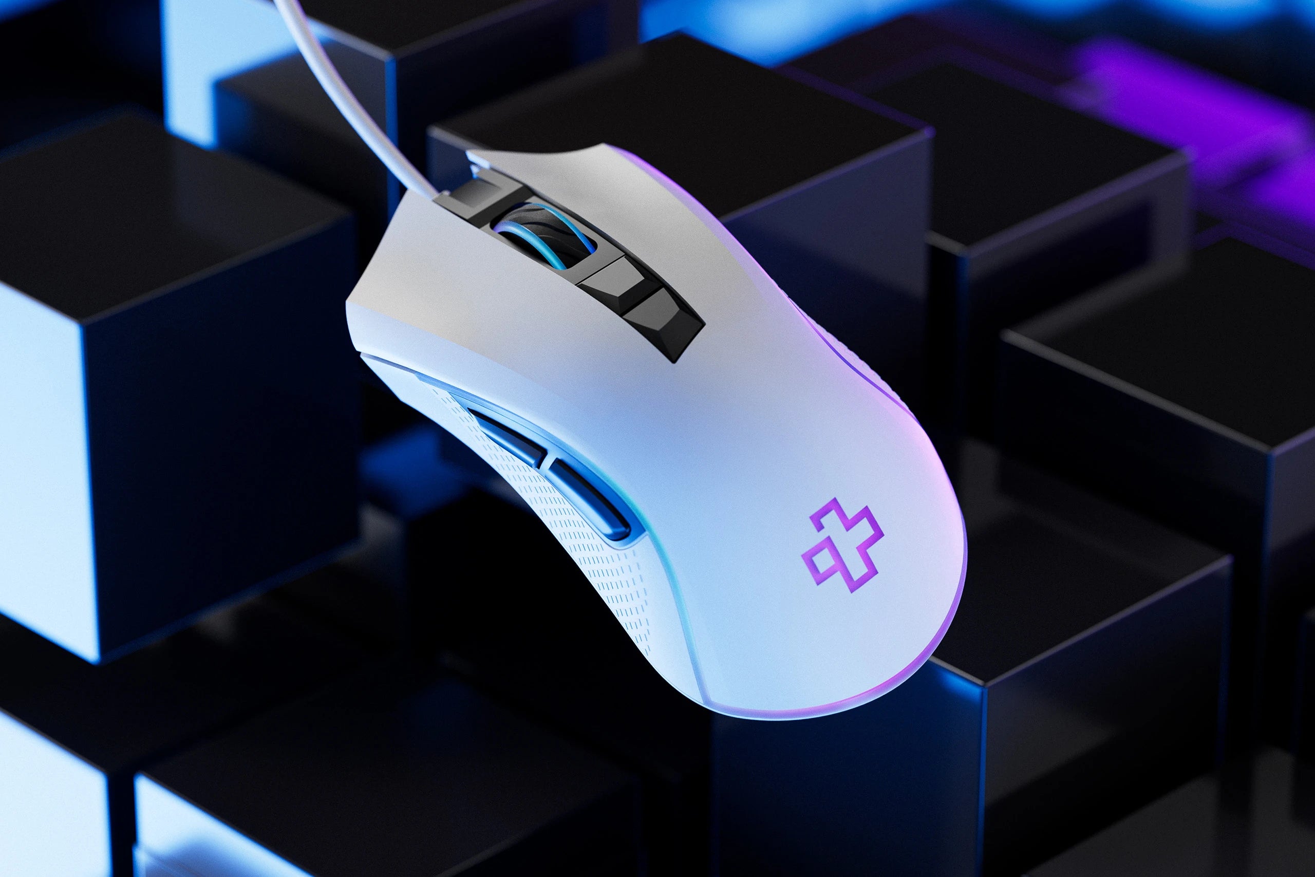 QwertyKey Forge Gaming Mouse, White, RGB, 12,000 DPI, Software