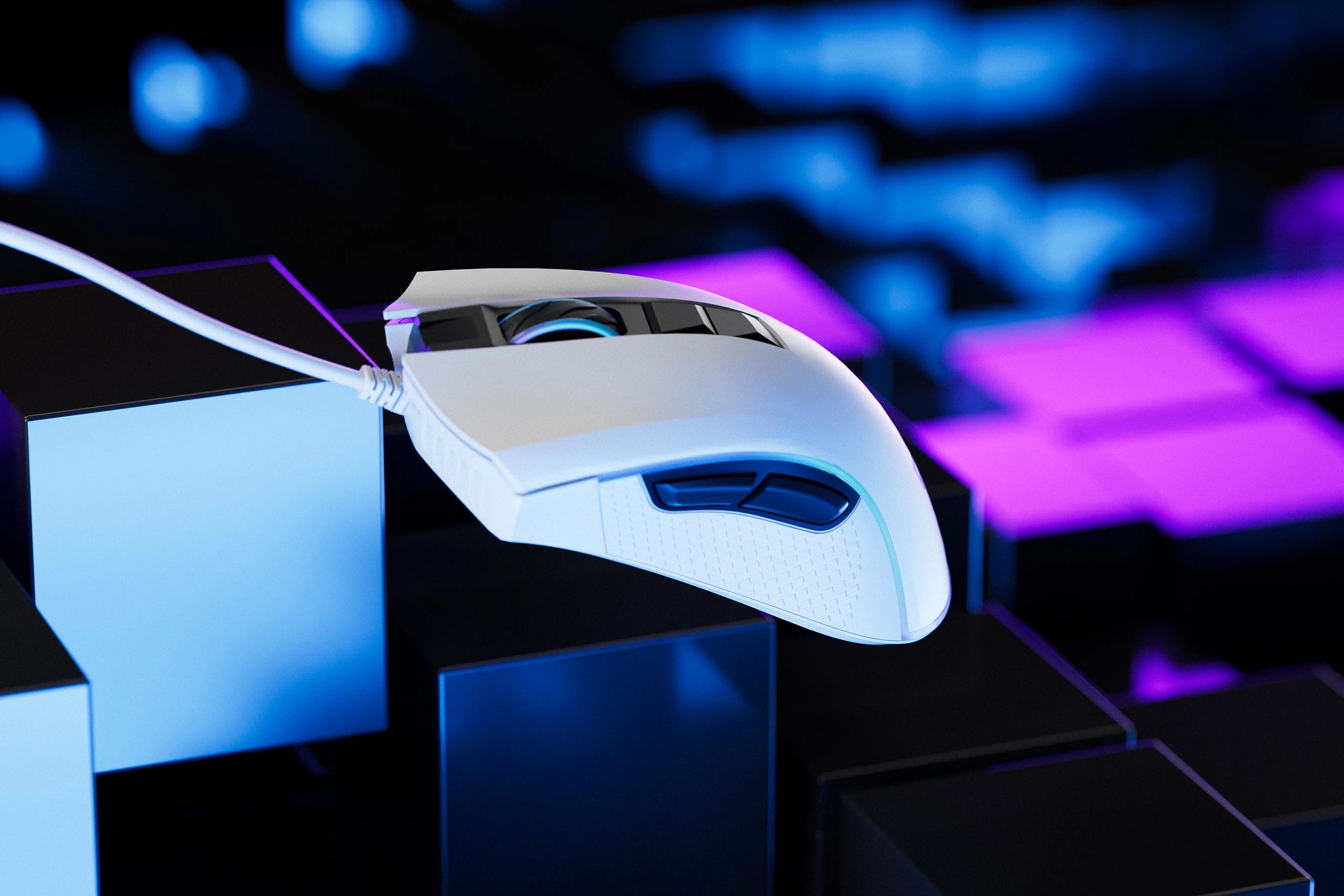 QwertyKey Forge Gaming Mouse, White, RGB, 12,000 DPI, Software