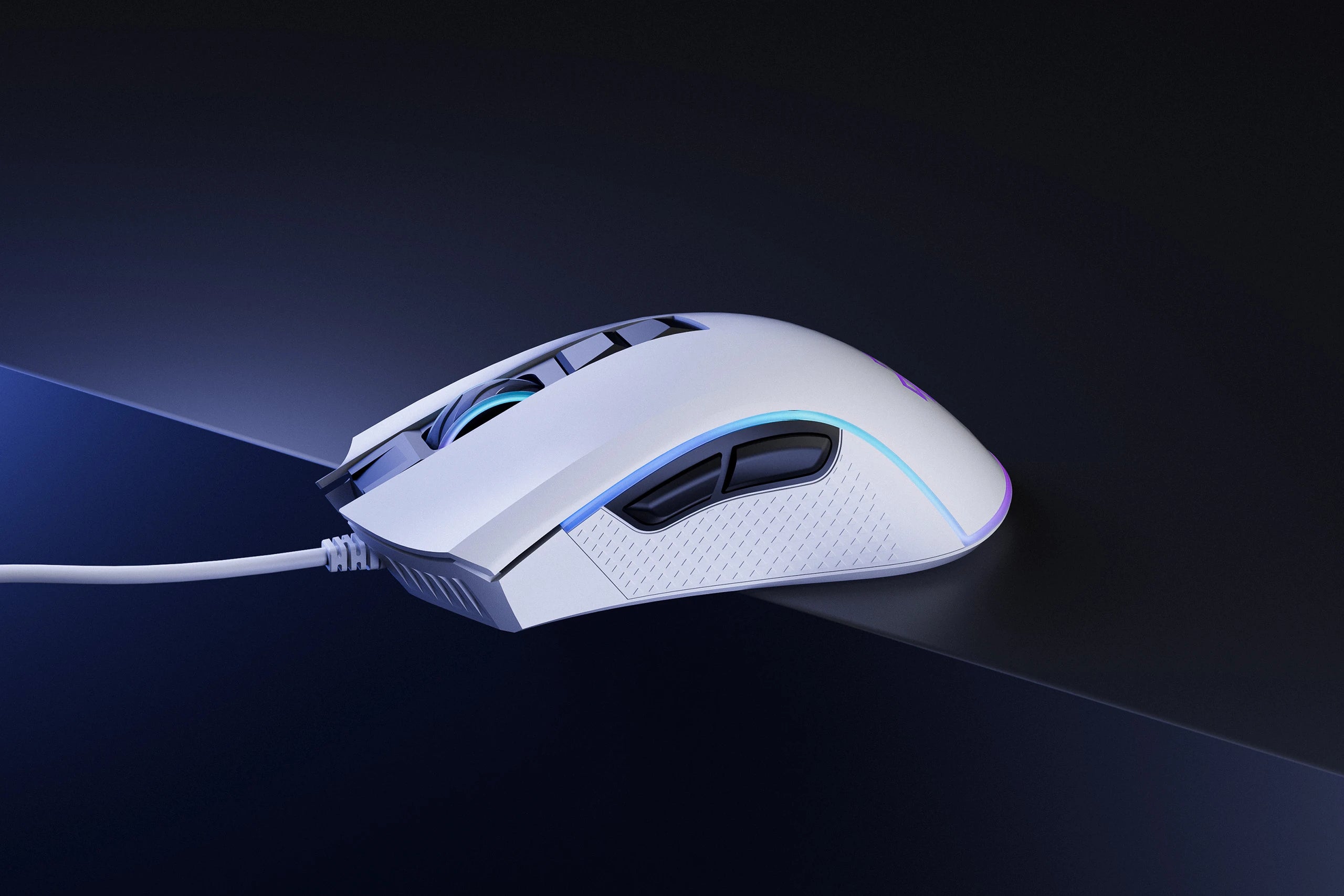 QwertyKey Forge Gaming Mouse, White, RGB, 12,000 DPI, Software