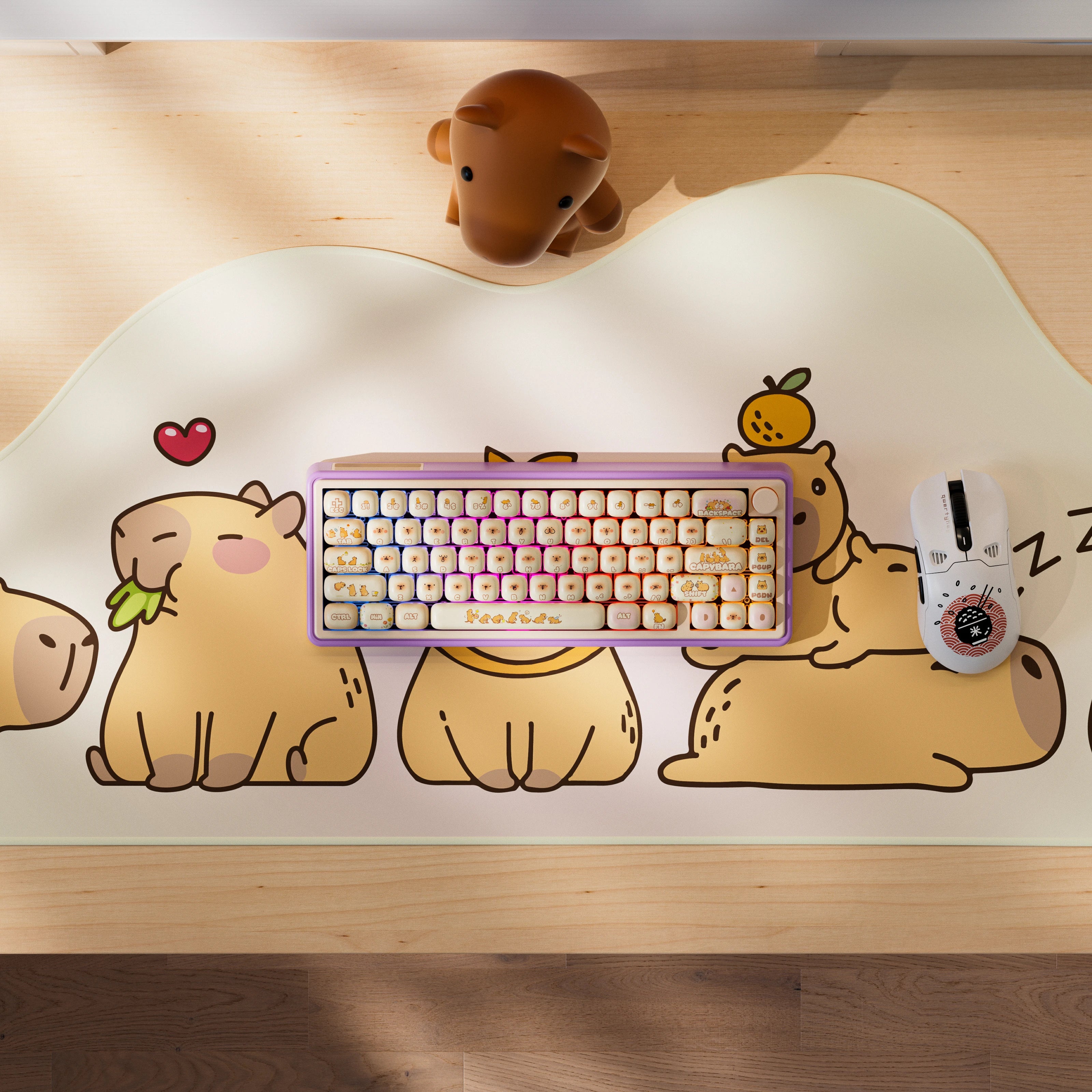 QwertyKey65 Pro Capybara Bluetooth Wireless VIA Hotswap RGB Mechanical Gaming Keyboard