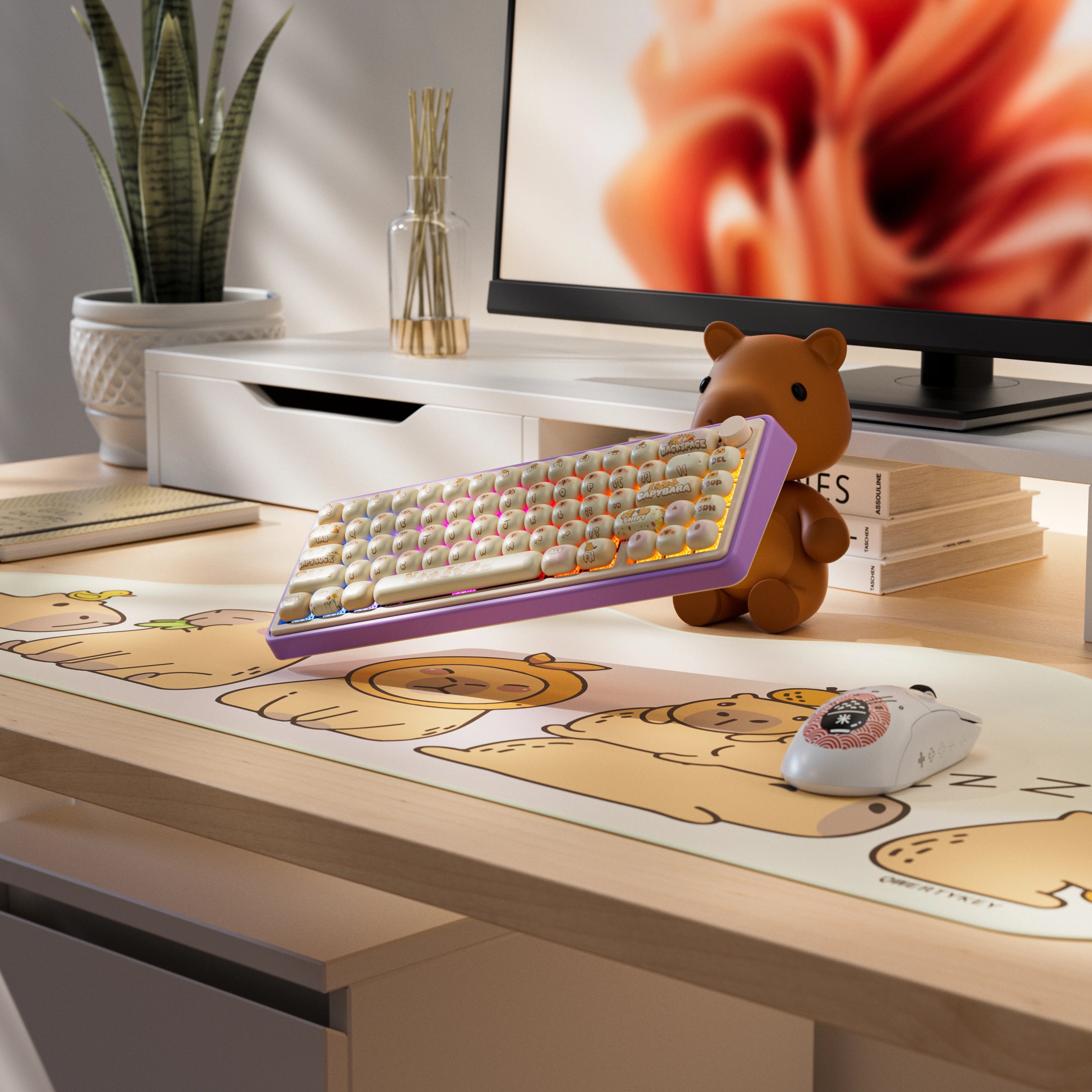 QwertyKey65 Pro Capybara Bluetooth Wireless VIA Hotswap RGB Mechanical Gaming Keyboard