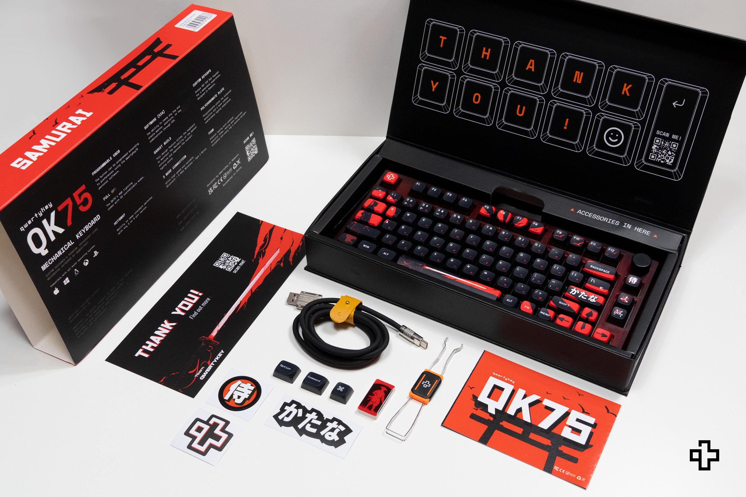 QwertyKey75 Samurai Bluetooth Wireless Hotswap RGB VIA/QMK Gasket Mounted Gaming Mechanical Keyboard