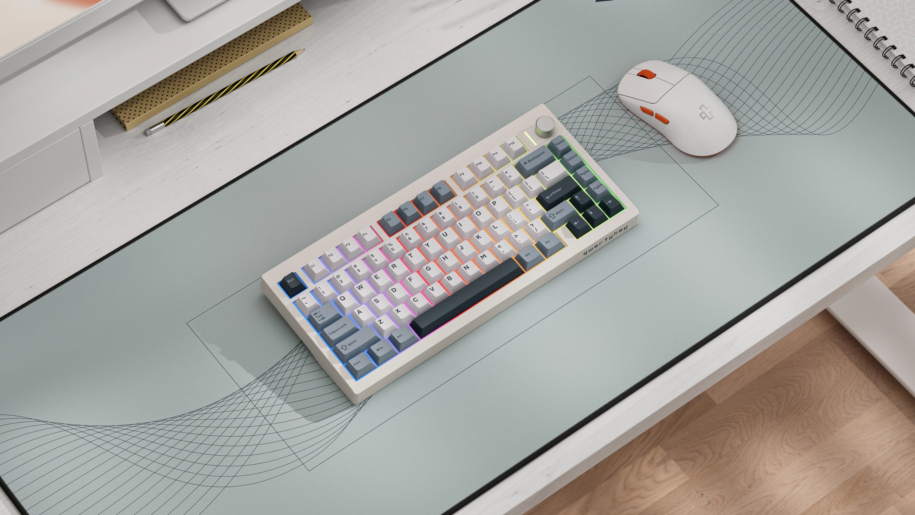 QwertyKey75 Pro V2 Alba Bluetooth Wireless Hotswap RGB Web Software Gasket Mounted Tastatura Mecanica Gaming