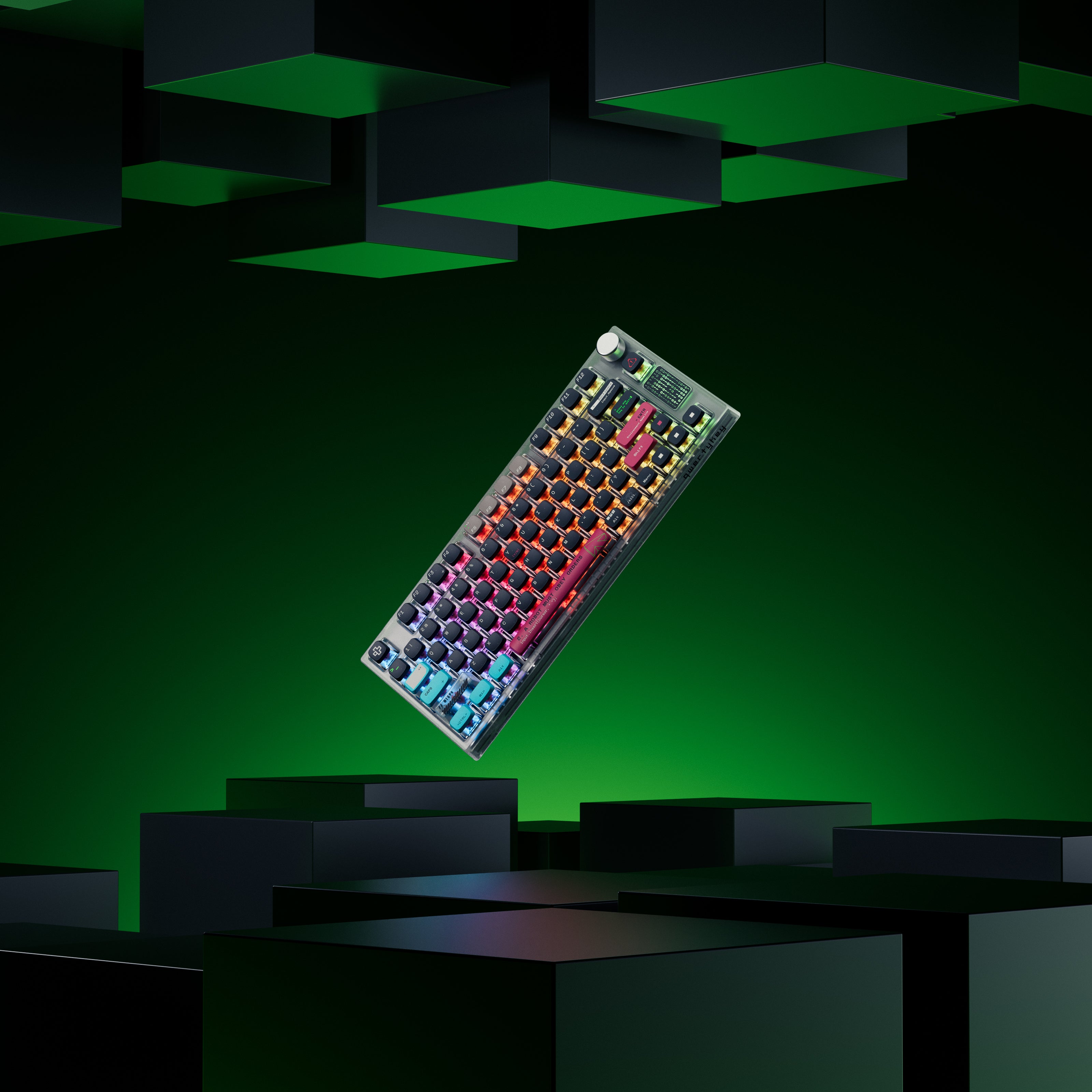 QwertyKey75 Terminal Bluetooth Wireless Hotswap RGB VIA/QMK Gasket Mounted Gaming Mechanical Keyboard