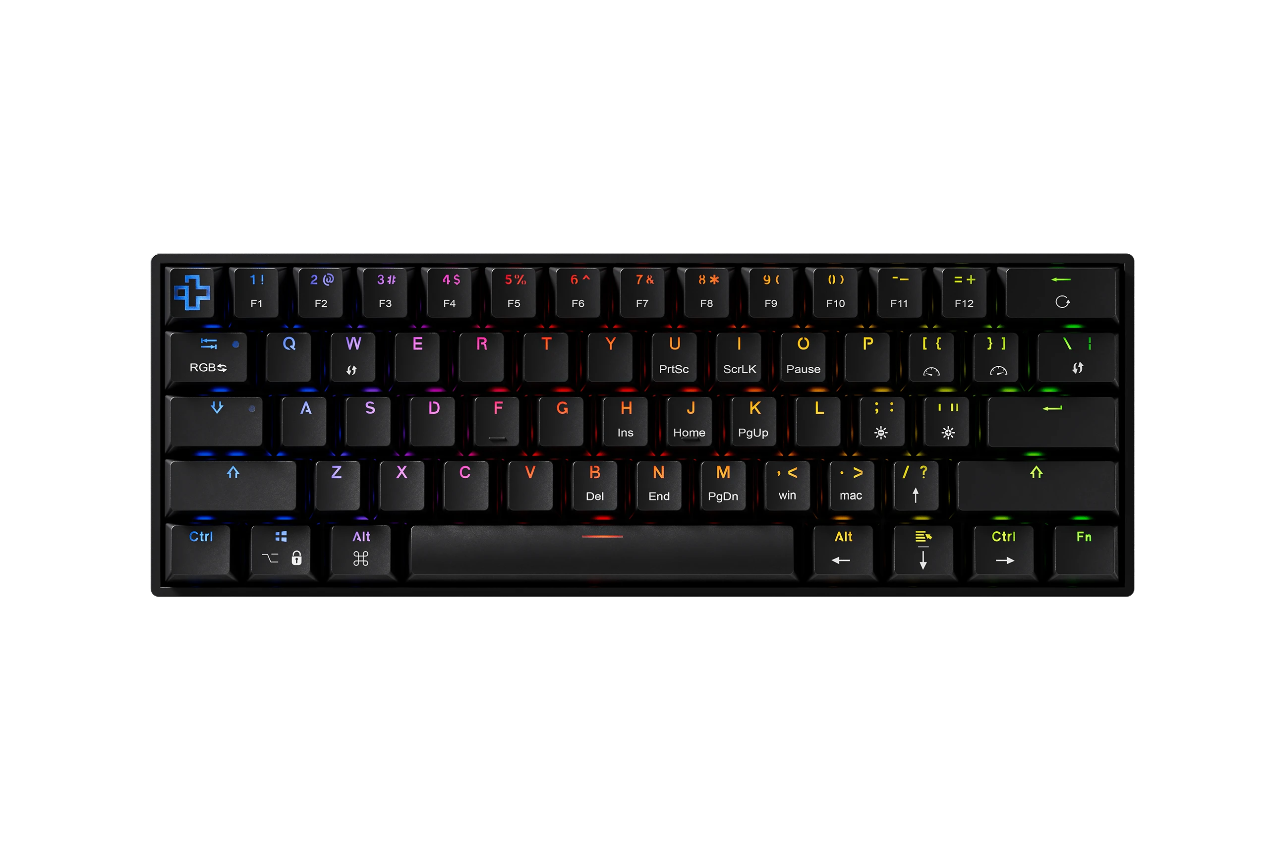 QwertyKey H61 Split Black Hotswap RGB Mechanical Gaming Keyboard