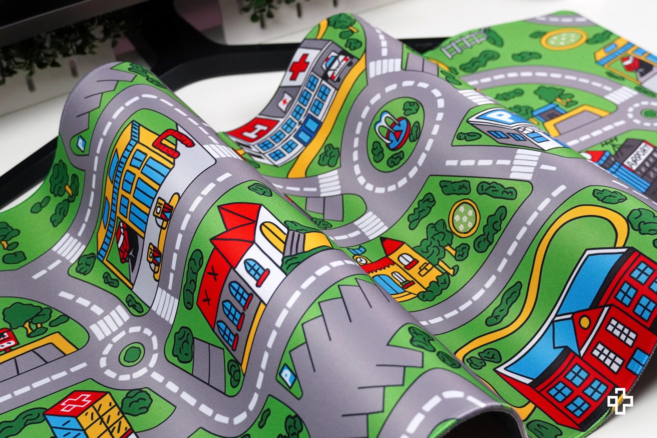 Deskmat Mousepad QwertyKey Nostalgia Busy Town 4mm stitched edges